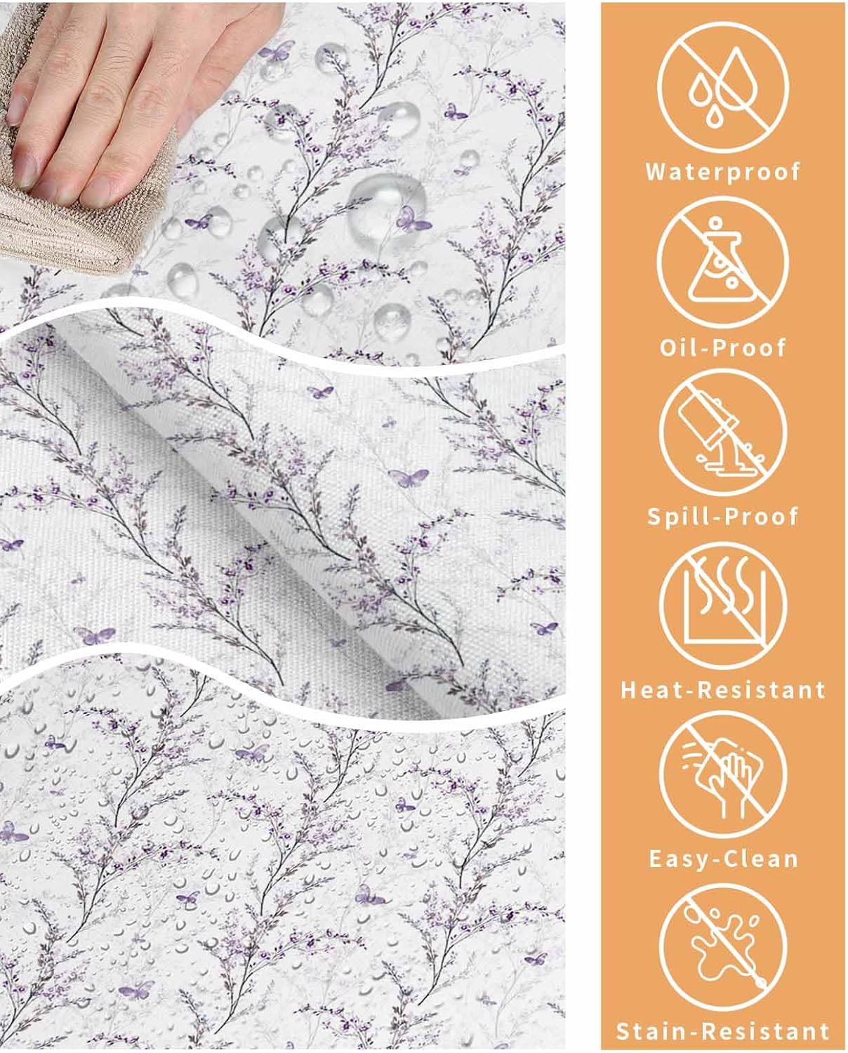 Mantel impermeable floral, mantel decorativo lavable para cocina, comedor, vacaciones, picnic al aire libre, manteles rectangulares de 60 x 120