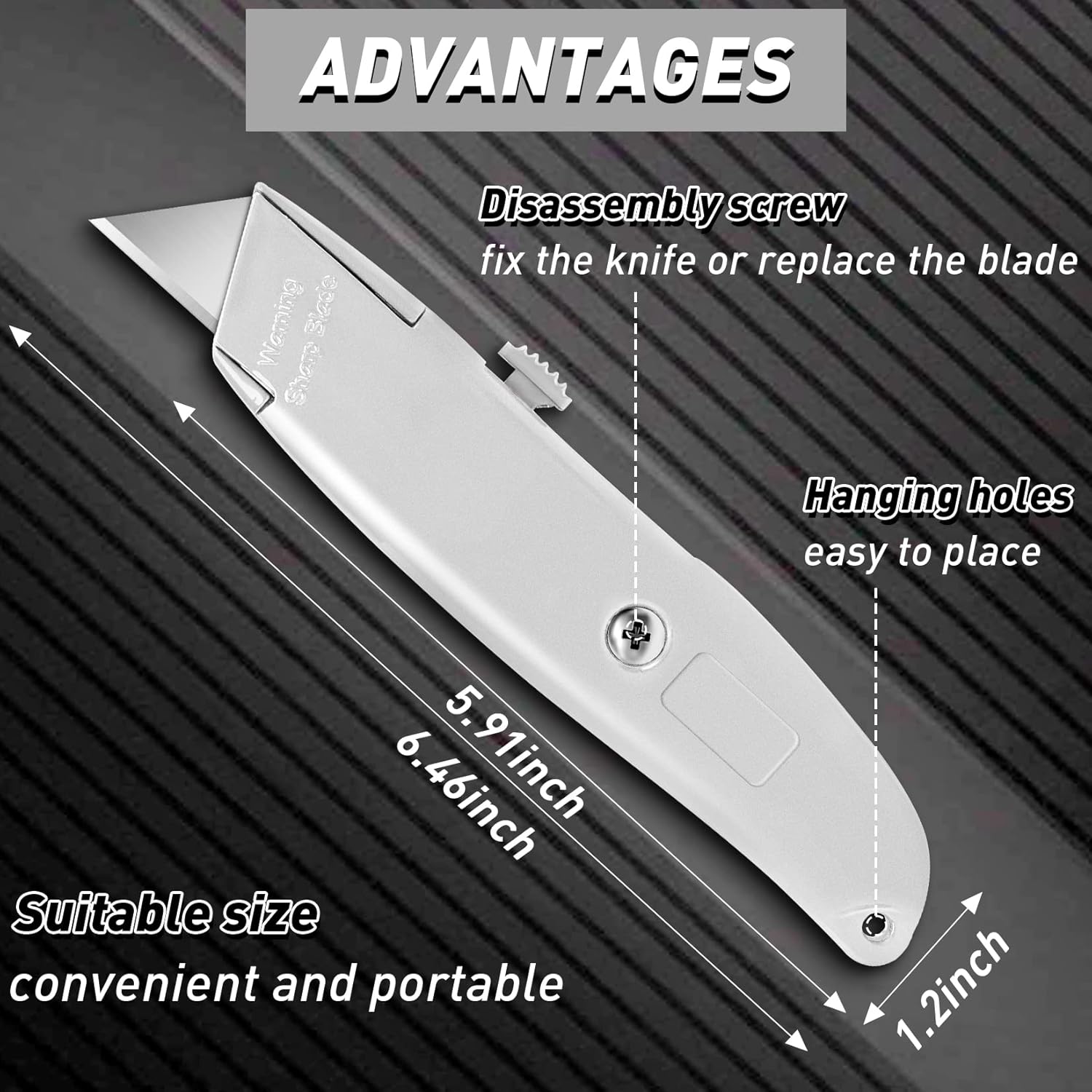 Paquete de 2 cortadores de caja, práctico cuchillo utilitario retráctil, cuchillo ergonómico, cortadores de caja para almacén, oficina, abridor de