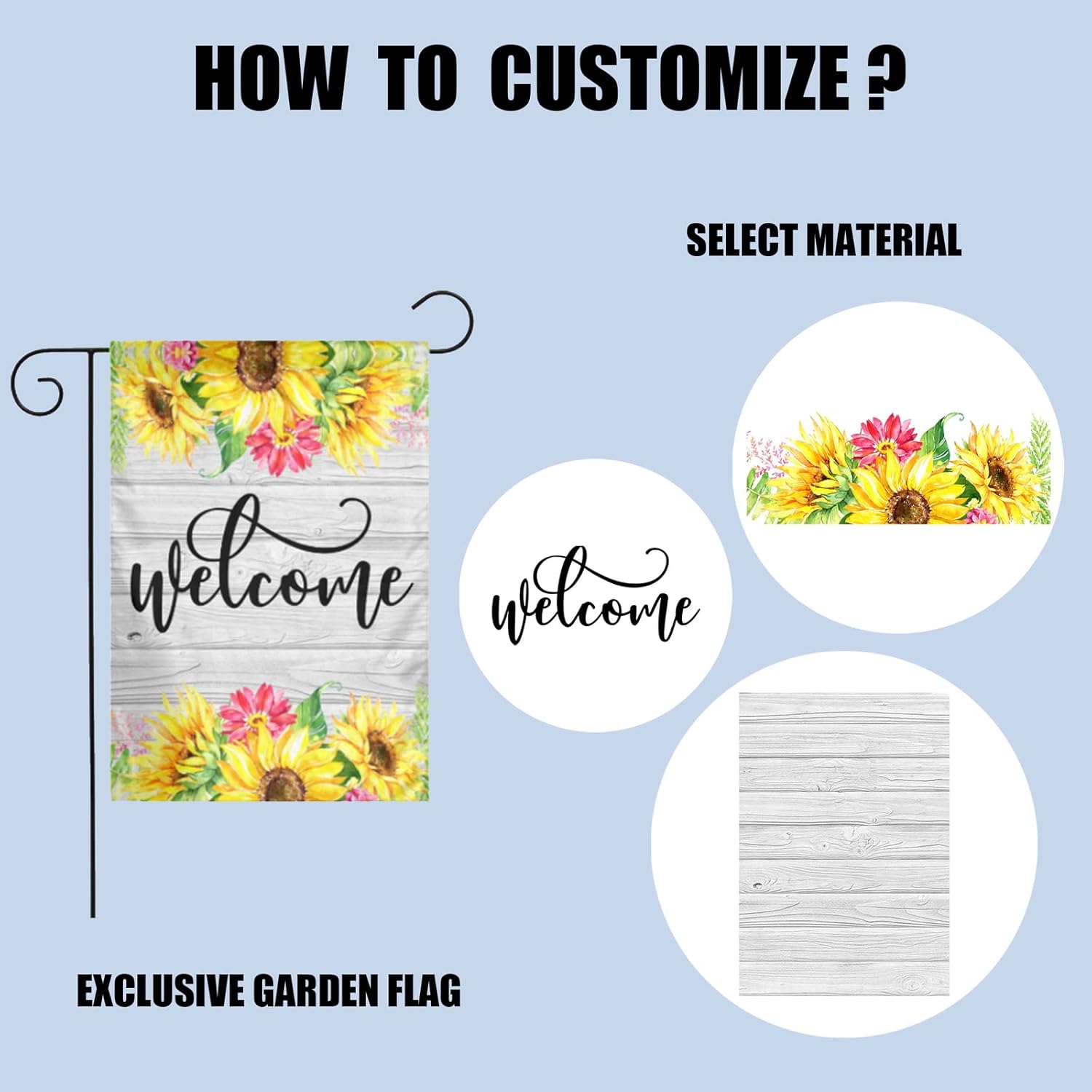 Bandera de jardín personalizada, banderas de jardín personalizadas con nombre de foto, banderas de jardín personalizadas de impresión de doble cara,
