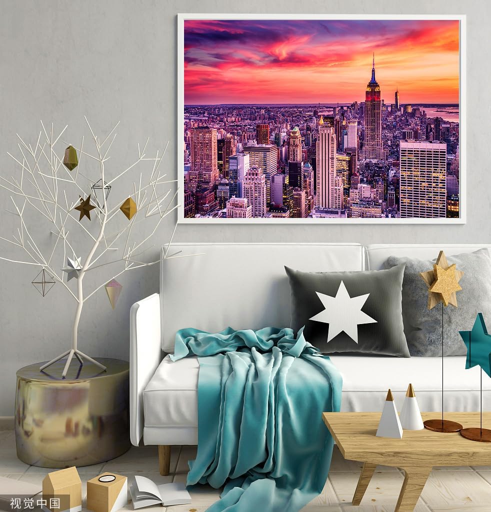 Paquete de 2 rompecabezas de 1000 piezas para Boston Downtown Skyline y New York City Midtown, rompecabezas para adultos de 1000 piezas en adelante,