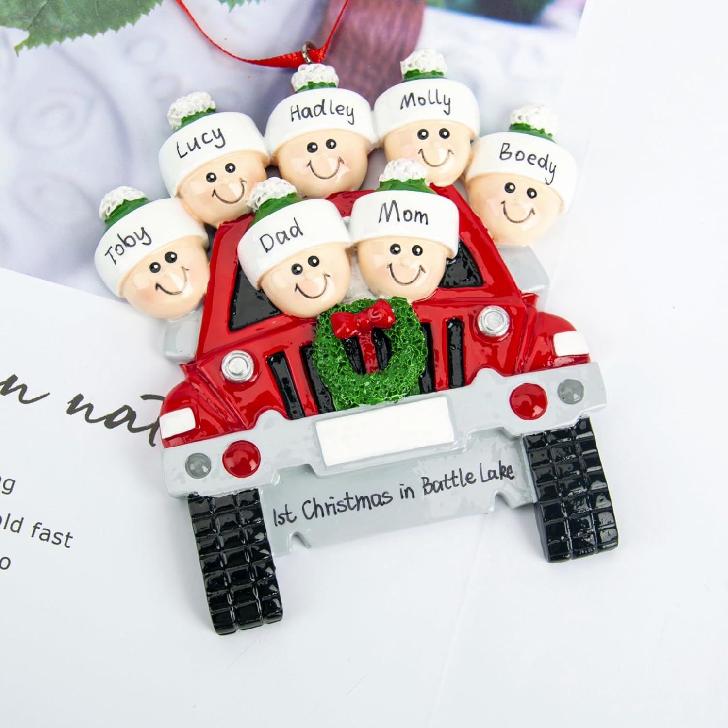 Adornos de Navidad personalizados, adorno de Navidad personalizado para la familia del automóvil 2023, decoraciones de Navidad con nombre