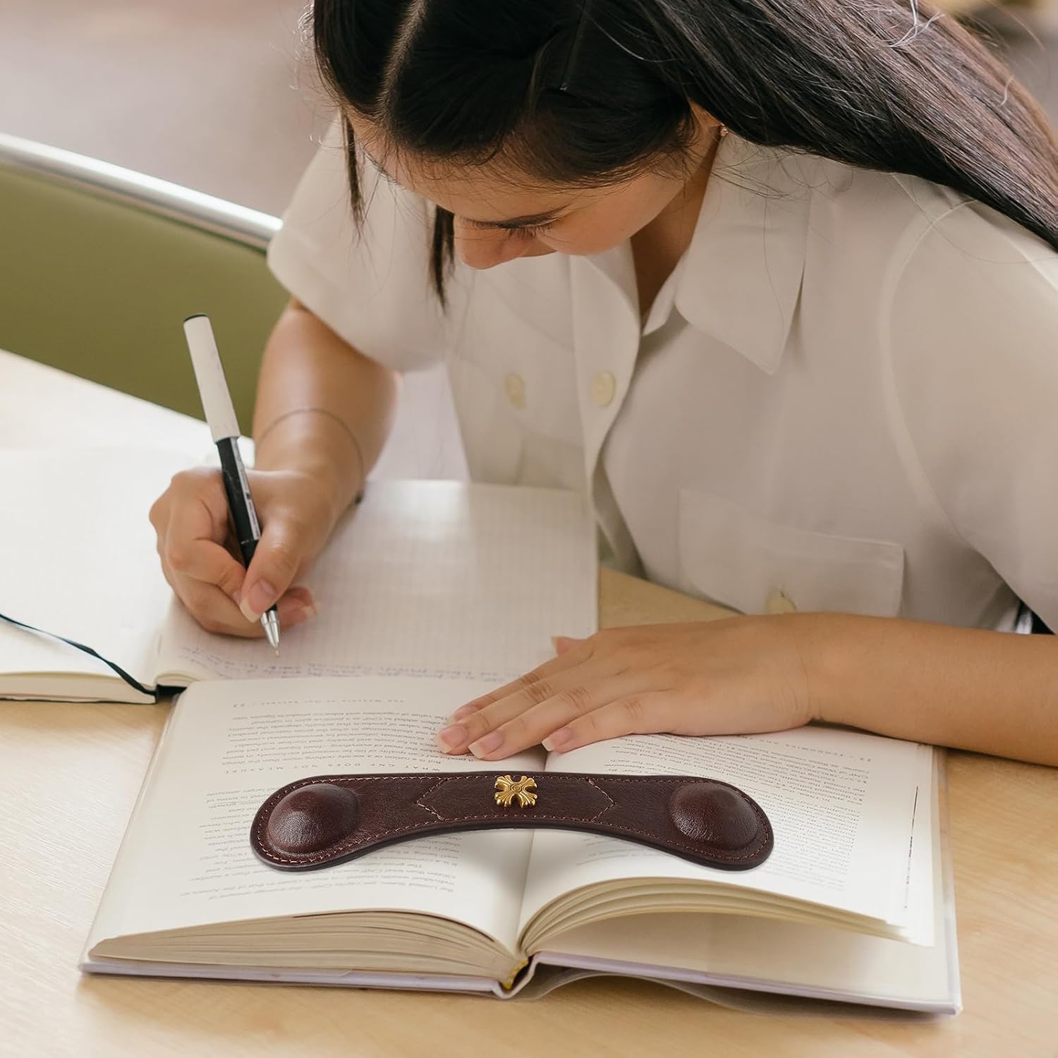 Soporte para páginas de peso para libros, de cuero auténtico, para hombres, mujeres, niños, marcadores ponderados para libros de cocina, regalo para