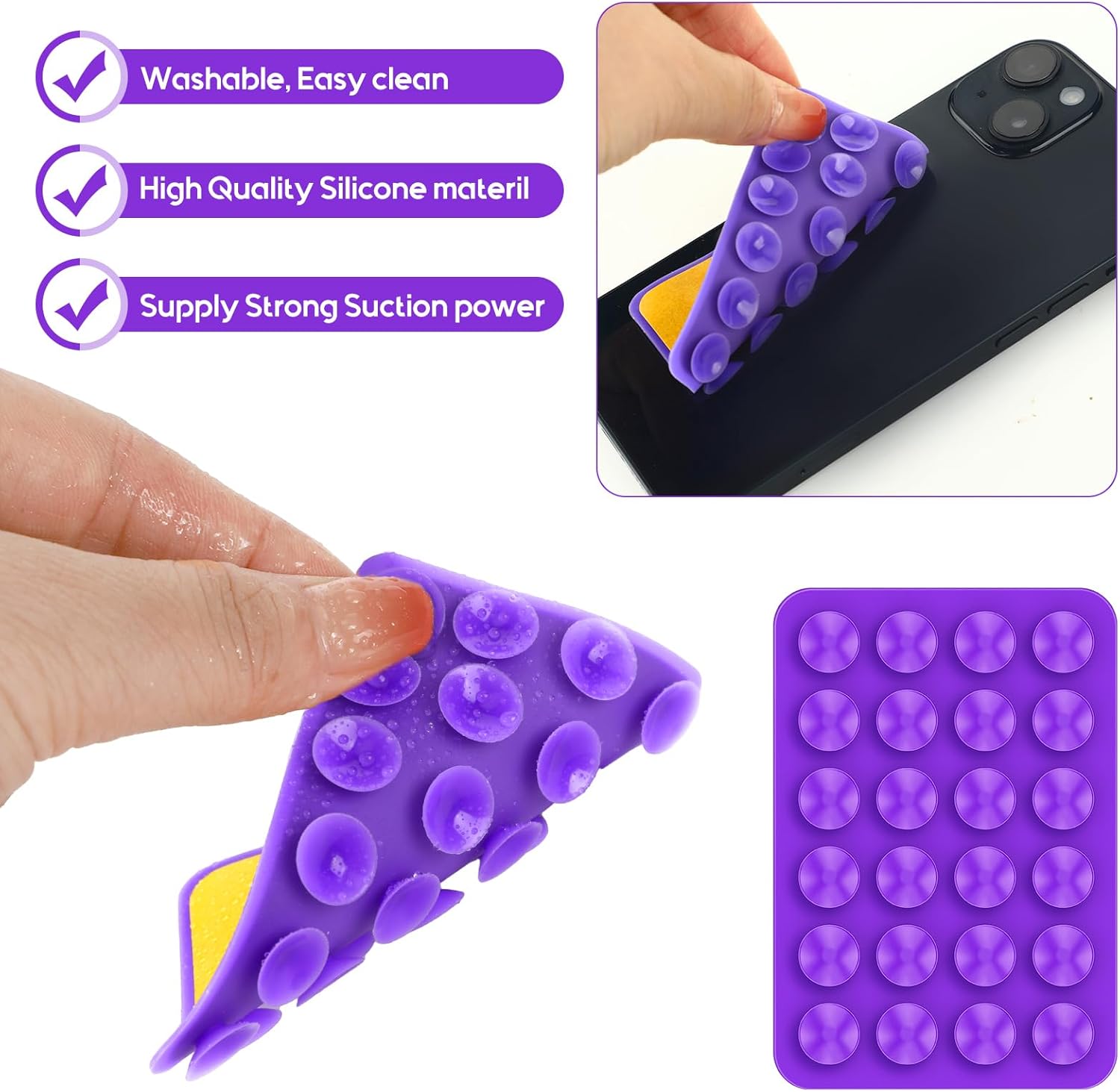 12 fundas de silicona con ventosa para teléfono, soporte adhesivo para teléfono, soporte antideslizante con ventosa para espejo, baño, hogar, cocina