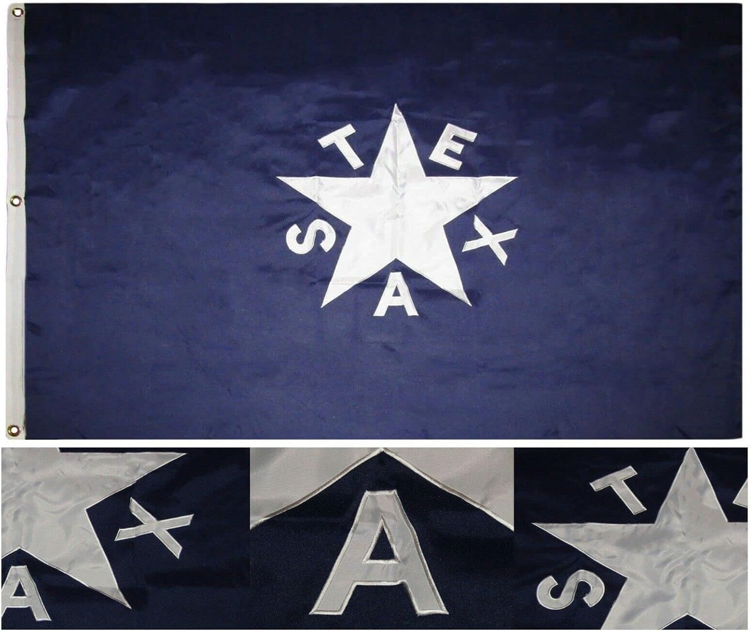 Premium 4×6 Embroidered Sewn Zavala Synthetic Cotton Flag 4’x6′ wClips