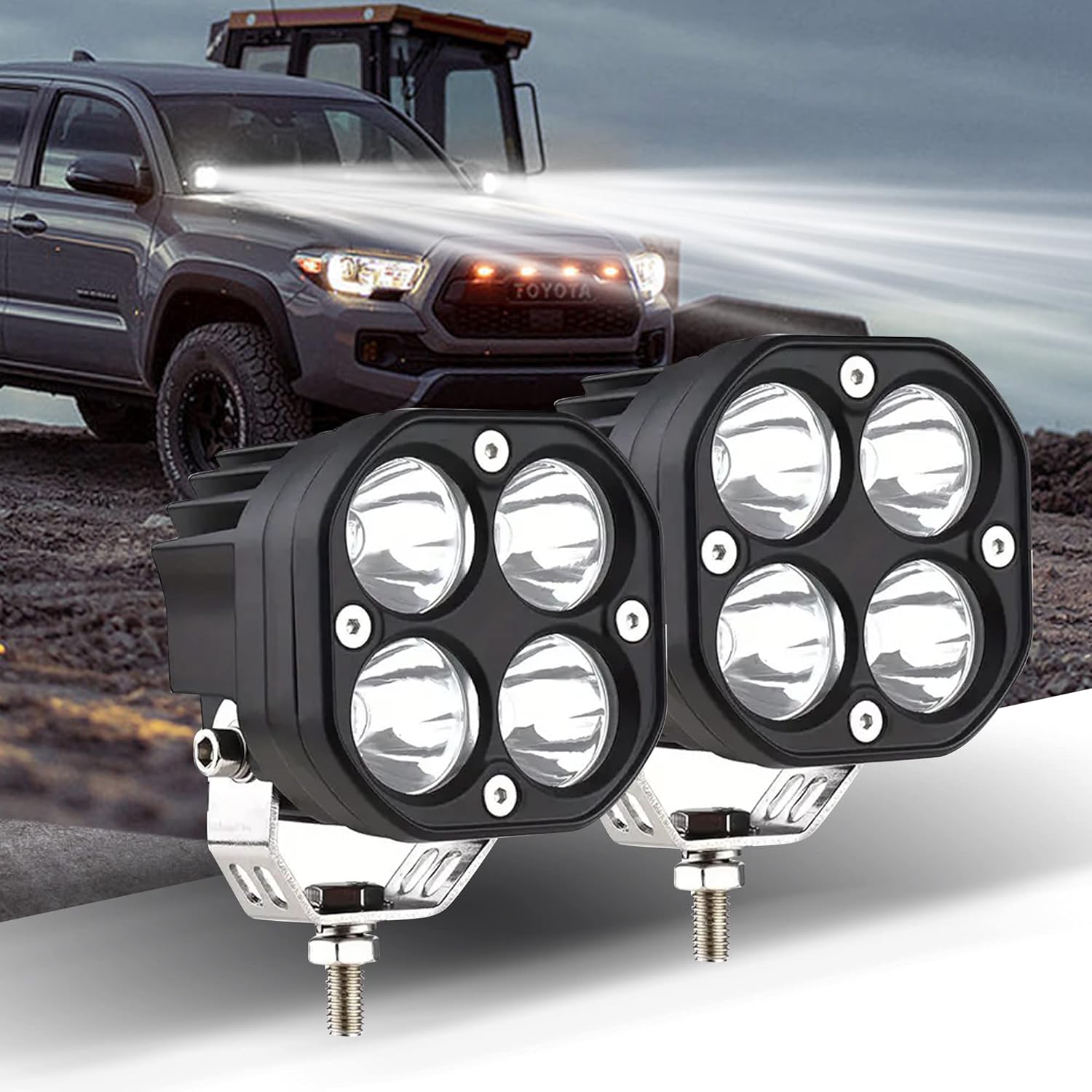 Nicoko Super brillante 40W LED Pods 2PCS Led Off Road Spotlight 4000LM luz de conducción LED luz de trabajo para camiones, IP68 impermeable