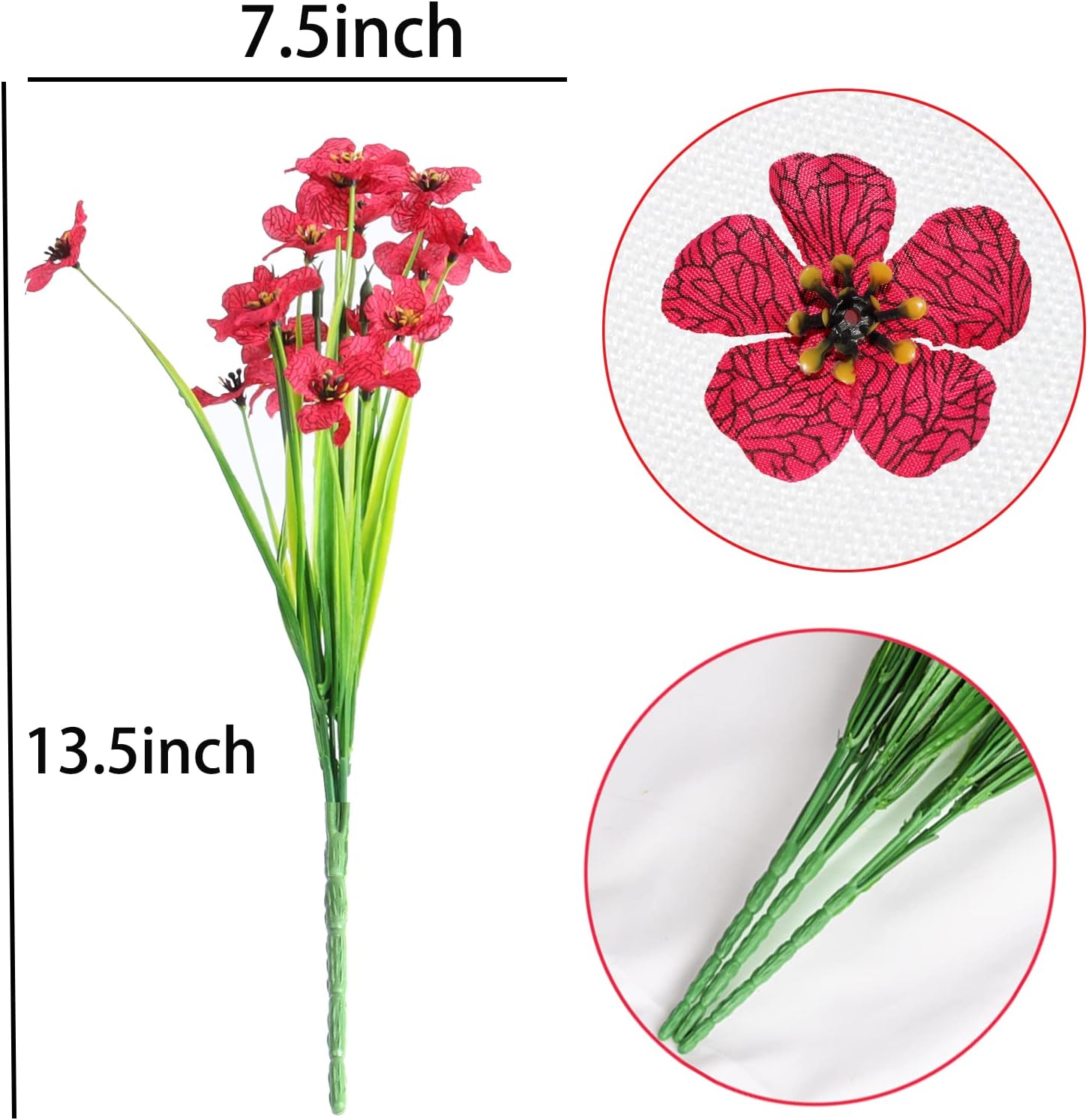 VAIZIQ Flores artificiales de otoño para exteriores, 12 racimos de plantas y flores para exteriores, resistentes a los rayos UV, flores falsas que
