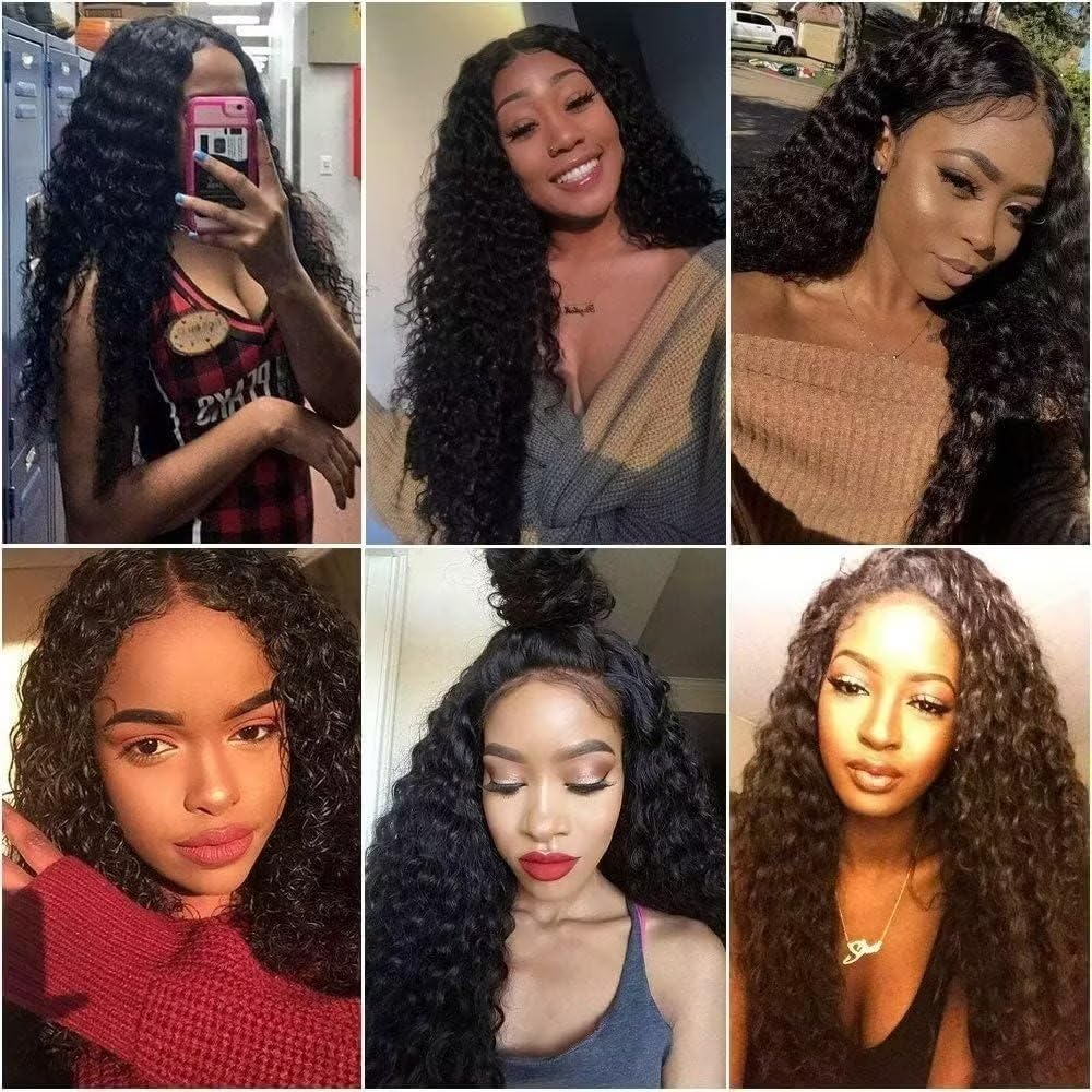 Paquetes de cabello humano virgen brasileño con cierre de ondas profundas, 100% sin procesar, 12A, extensiones de cabello humano húmedo y tejido con