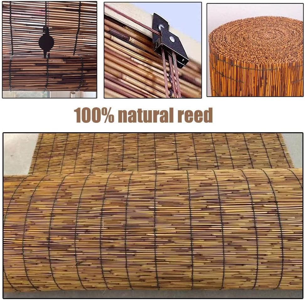 Persianas de bambú para patio, persianas enrollables romanas sin cordones de 24 30 34 36 38 40 42 48 56 60 66 pulgadas de ancho, persianas romanas