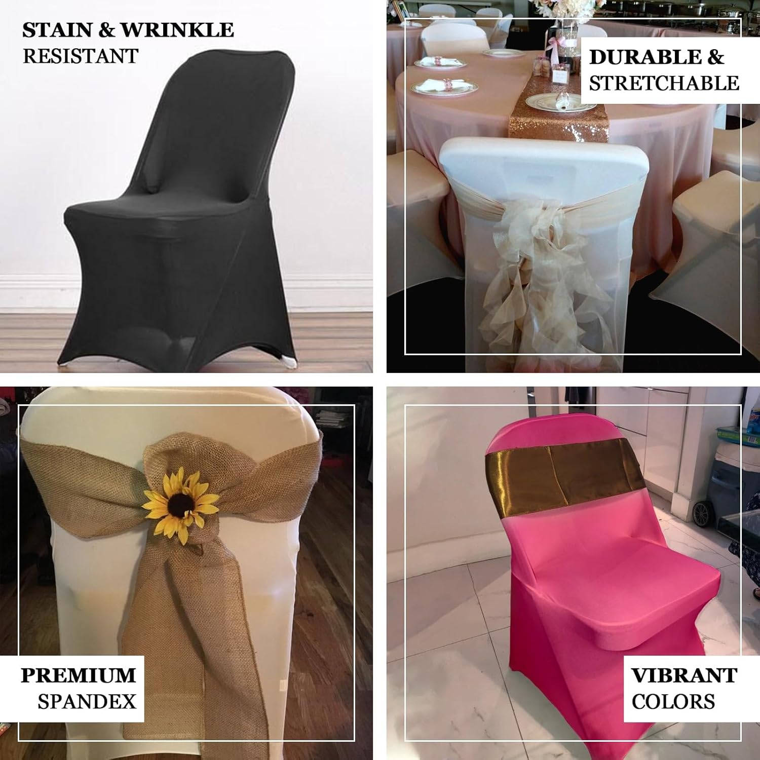 Efavormart – 30 fundas para sillas plegables elásticas de elastano de alta calidad, color marfil