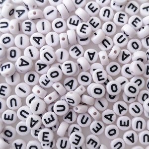 Más de 200 cuentas de letras de vocal A-E-I-O-U de 0.157 x 0.276 pulgadas para la fabricación de joyas, alfabeto mixto redondo blanco a granel Más de 200 cuentas de letras de vocal A-E-I-O-U de 0.157 x 0.276 pulgadas para la fabricación de joyas, alfabeto mixto redondo blanco a granel