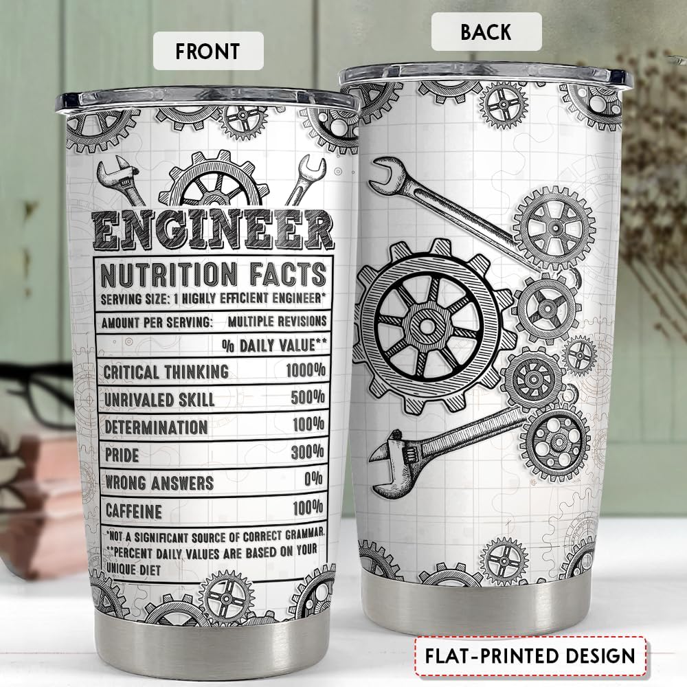 SANDJEST Vaso de ingeniero de 20 onzas, regalos de ingeniero para hombres, ingenieros, acero inoxidable, aislados, taza de café, taza de viaje,