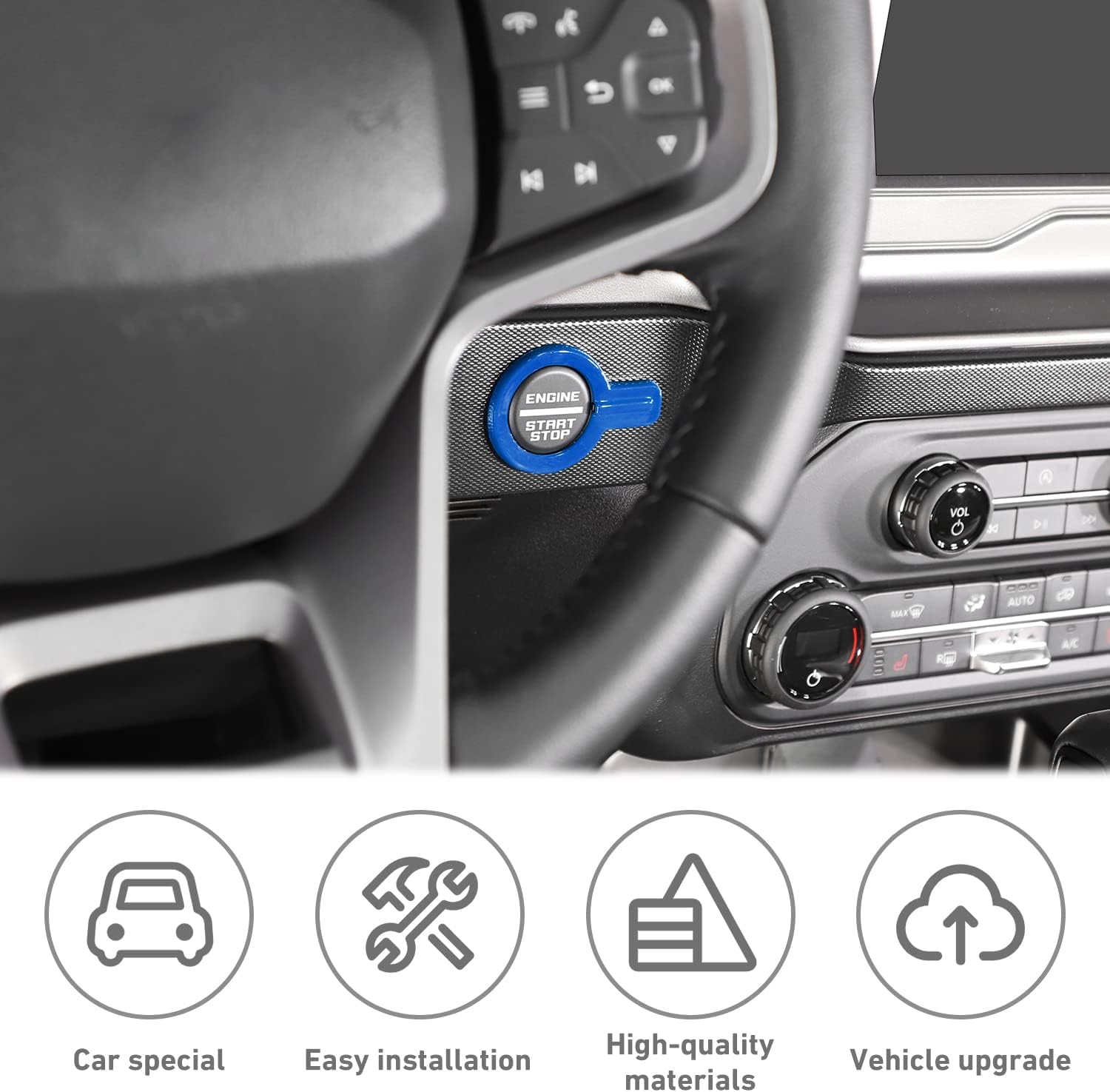 Compatible con Ford Bronco – Cubierta de anillo de botón de arranque del motor de consola central compatible con Ford Bronco 2021 2022 2023 2024 2 2