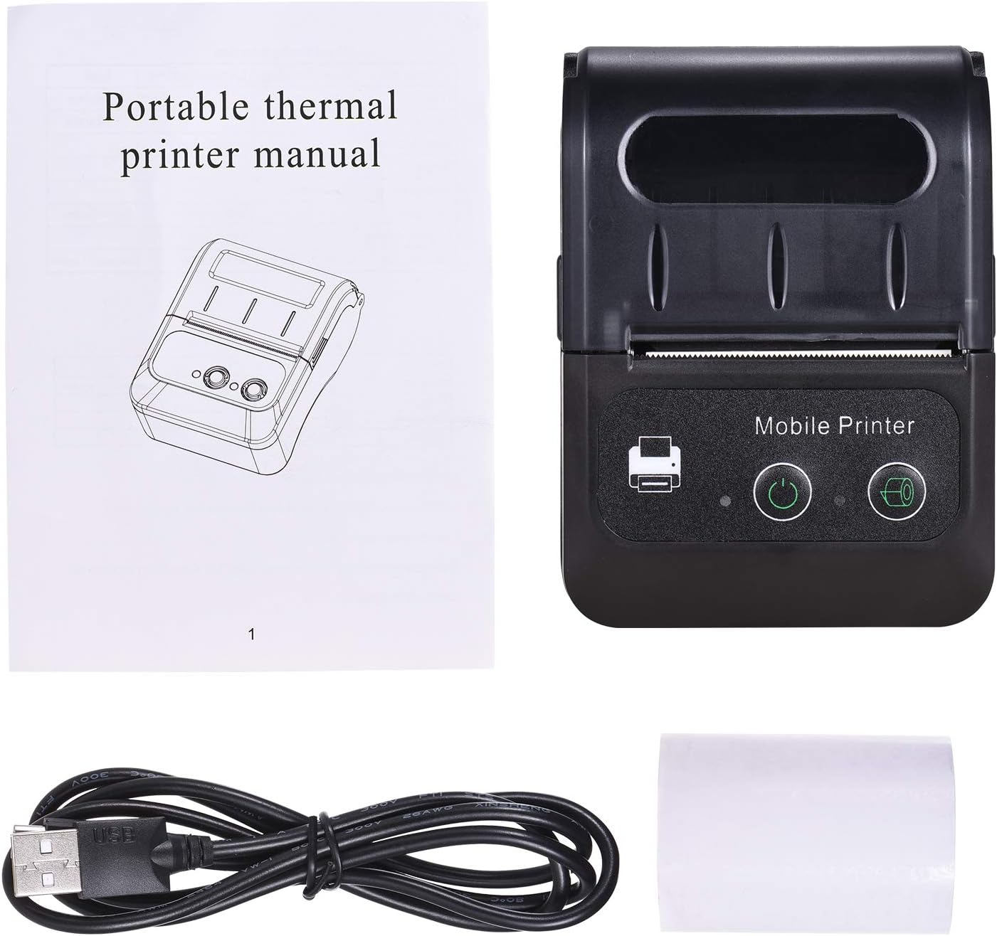 Impresora térmica de recibos portátil BT 2.283 in 2 pulgadas Mini USB Bill POS Impresora móvil Soporte ESCPOS Comando de impresión compatible con