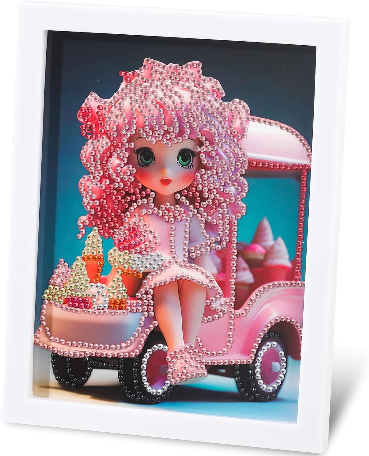 PracticeJQDEN Kits de pintura de diamantes 5D, artes y manualidades para niños, kits de pintura de gemas por números con marco, manualidades y