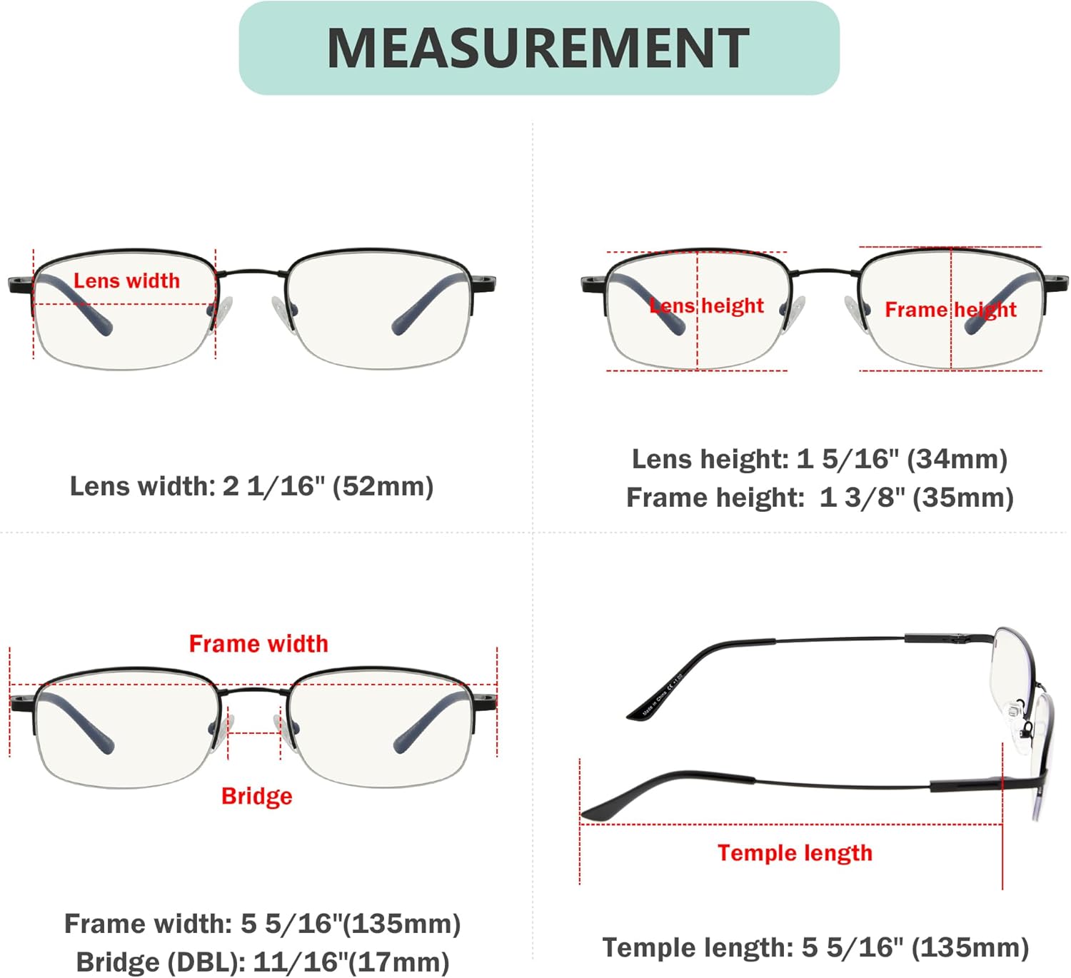Eyekepper Lentes de lectura progresivos con protección UV de medio borde, 3 niveles, multienfoque, para hombres y mujeres, marco de memoria flexible
