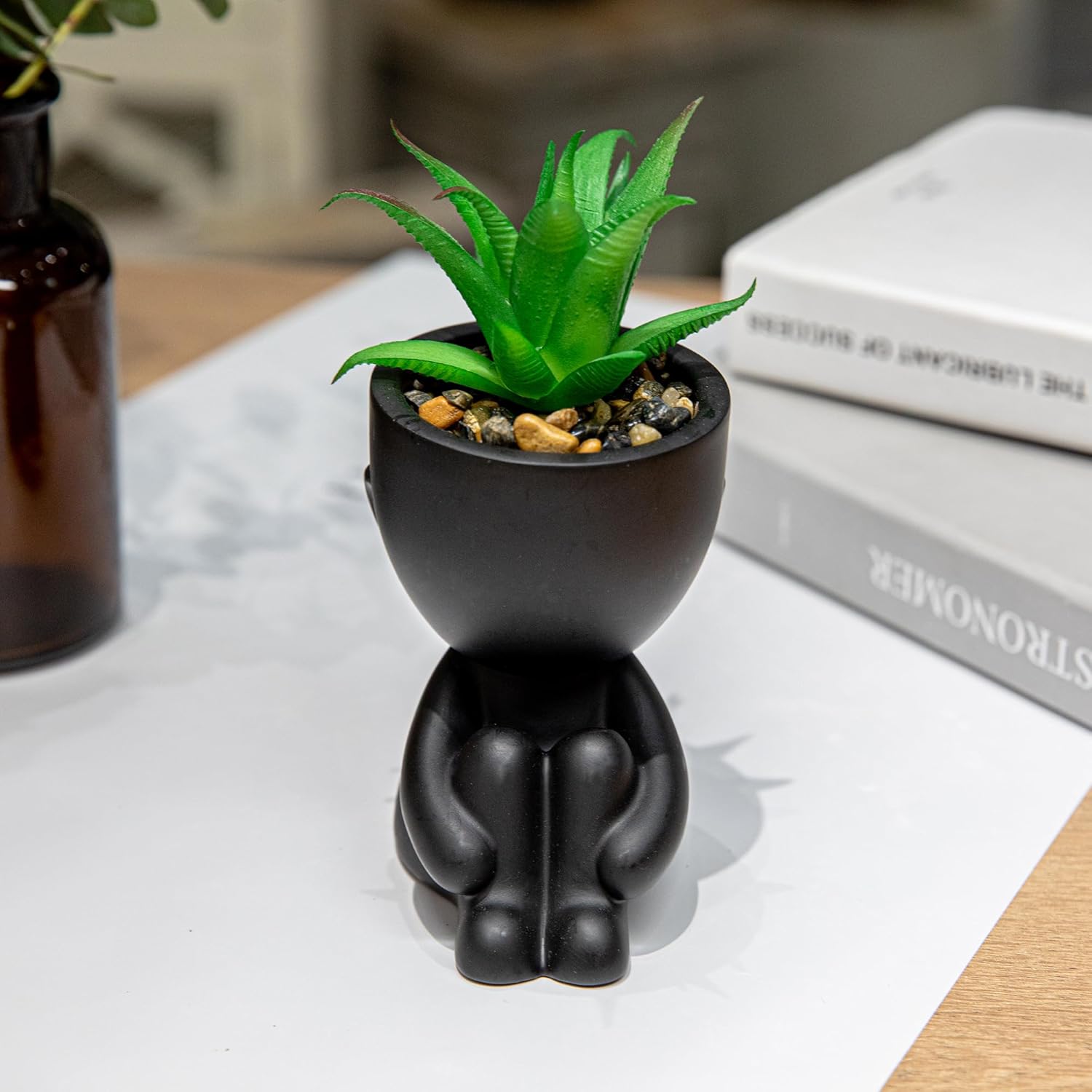 3 piezas de bonitas plantas artificiales para decoración de oficina para mujeres y hombres, decoración estética de escritorio para oficina y hogar,