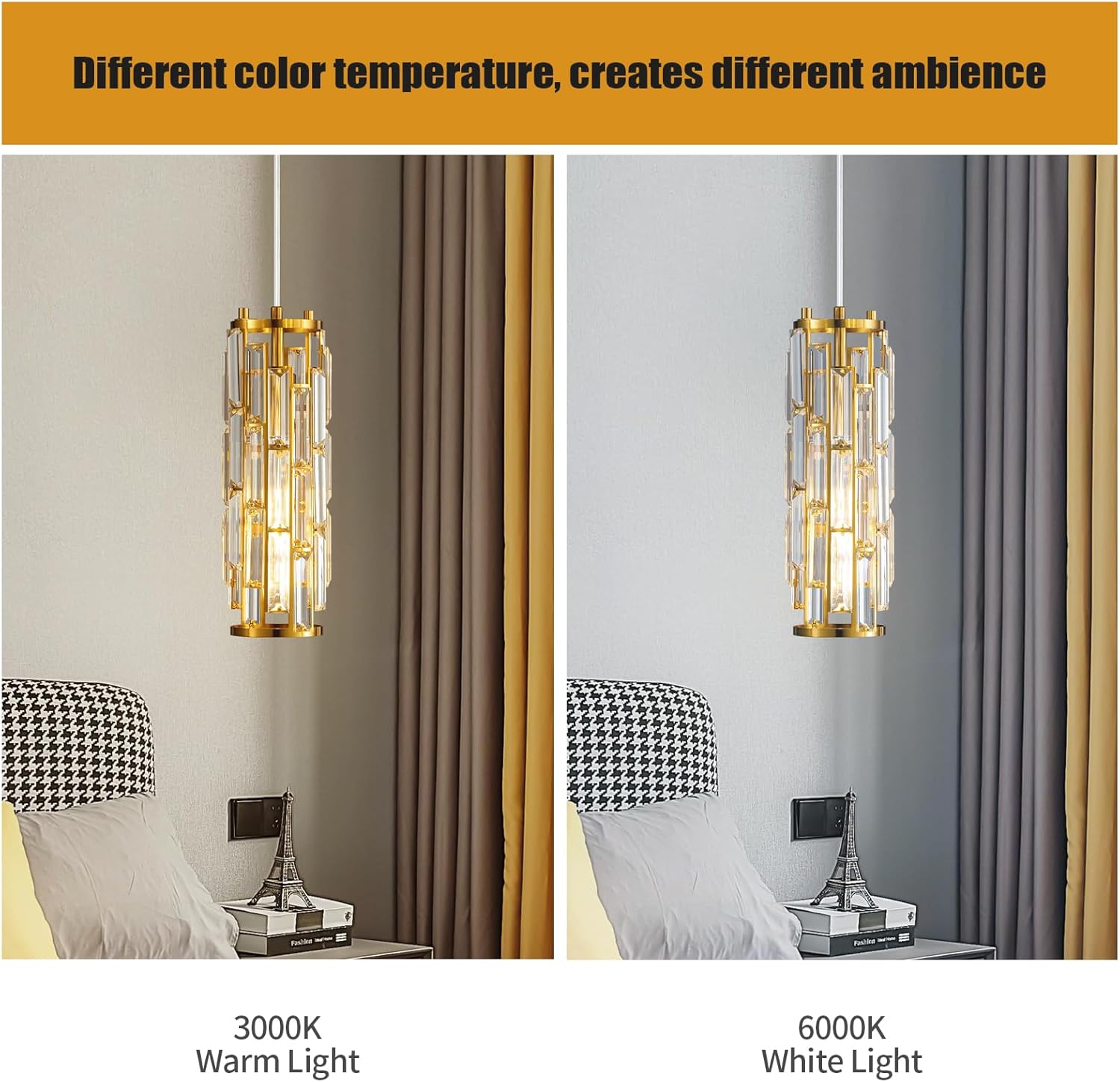 BBLLWJ 1 luz moderna dorada colgante de isla de cocina, lámparas colgantes Mini lámpara de cristal colgante accesorio de iluminación para isla de