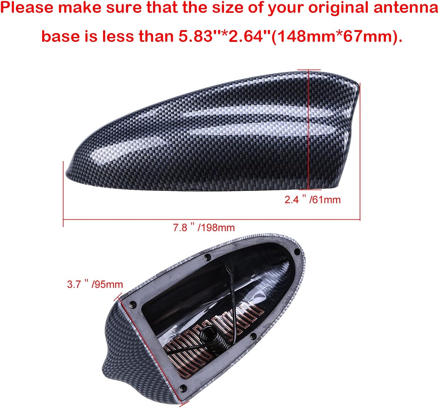 Possbay Antena universal de aleta de tiburón para coche, antena de señal de radio AMFM para auto, SUV, camión, todoterreno, con base adhesiva (fibra