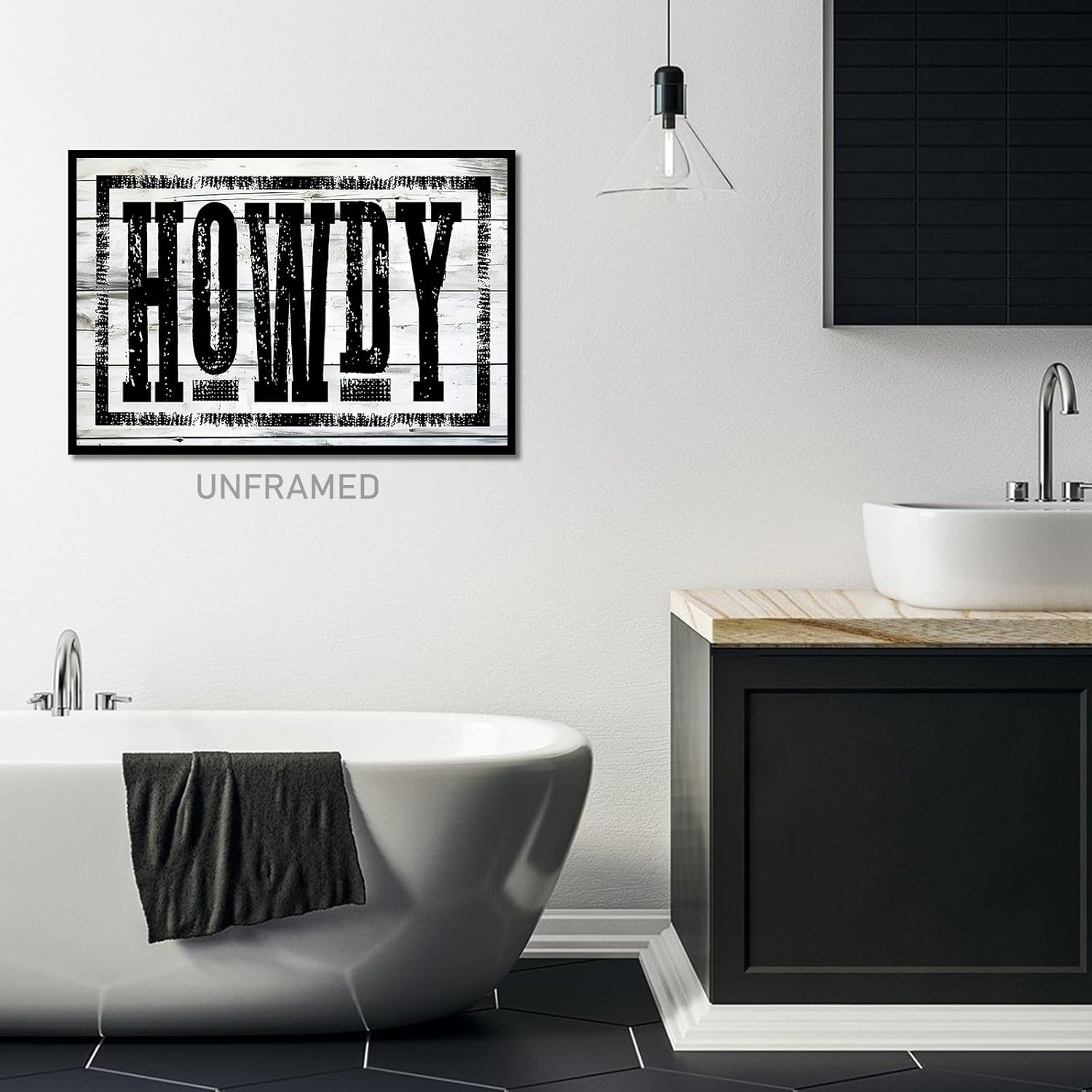 Howdy – Póster de pared occidental en blanco y negro, decoración de pared de howdy occidental, impresiones de póster de vaquero, arte minimalista,