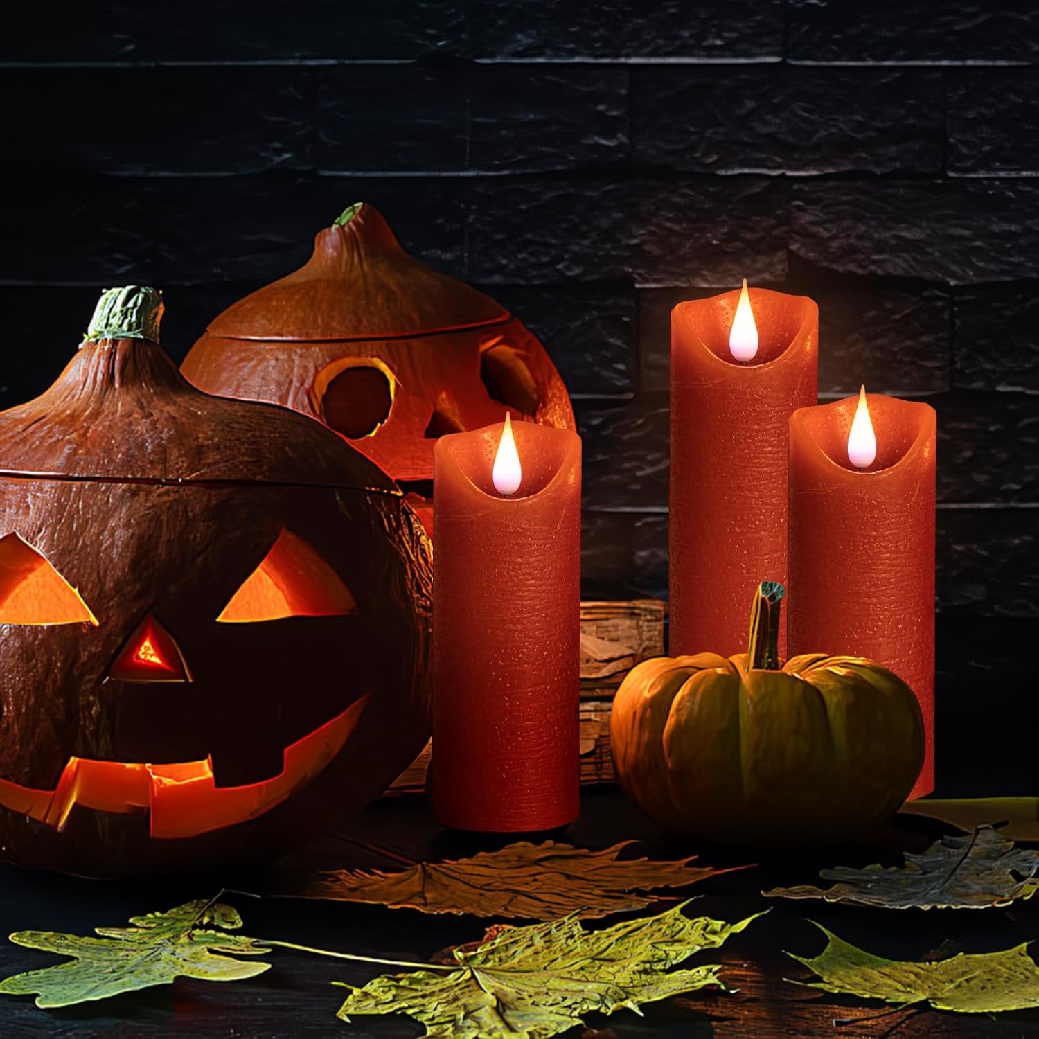 Velas sin llama con control remoto, efecto de onda de agua, velas LED sin llama con temporizador, juego de 5, color naranja