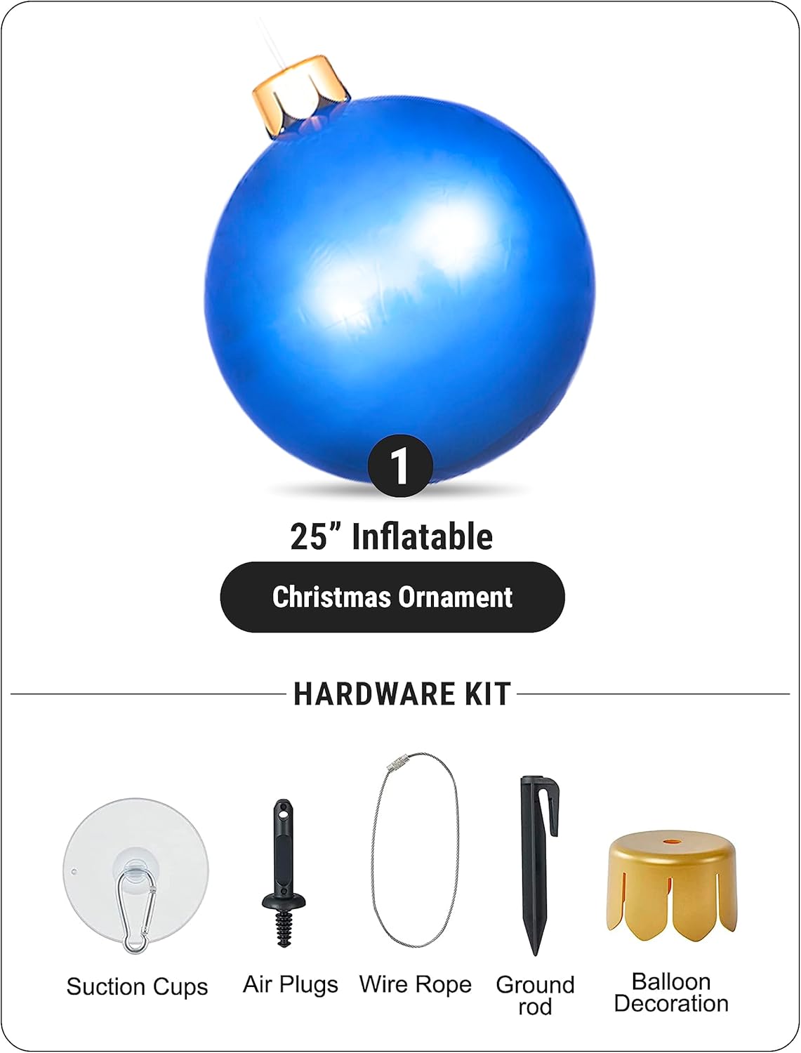 Adornos inflables de gran tamaño de 18 o 25 pulgadas. Decoraciones navideñas para uso bajo techo o al aire libre.