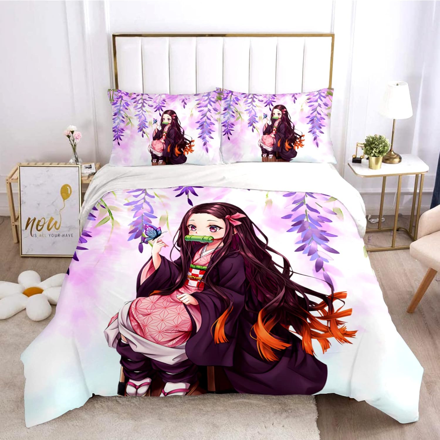 Juego de ropa de cama de 3 piezas, 1 funda de edredón y 2 fundas de almohada con estampado de dibujos animados en 3D, cómodo juego de cama para