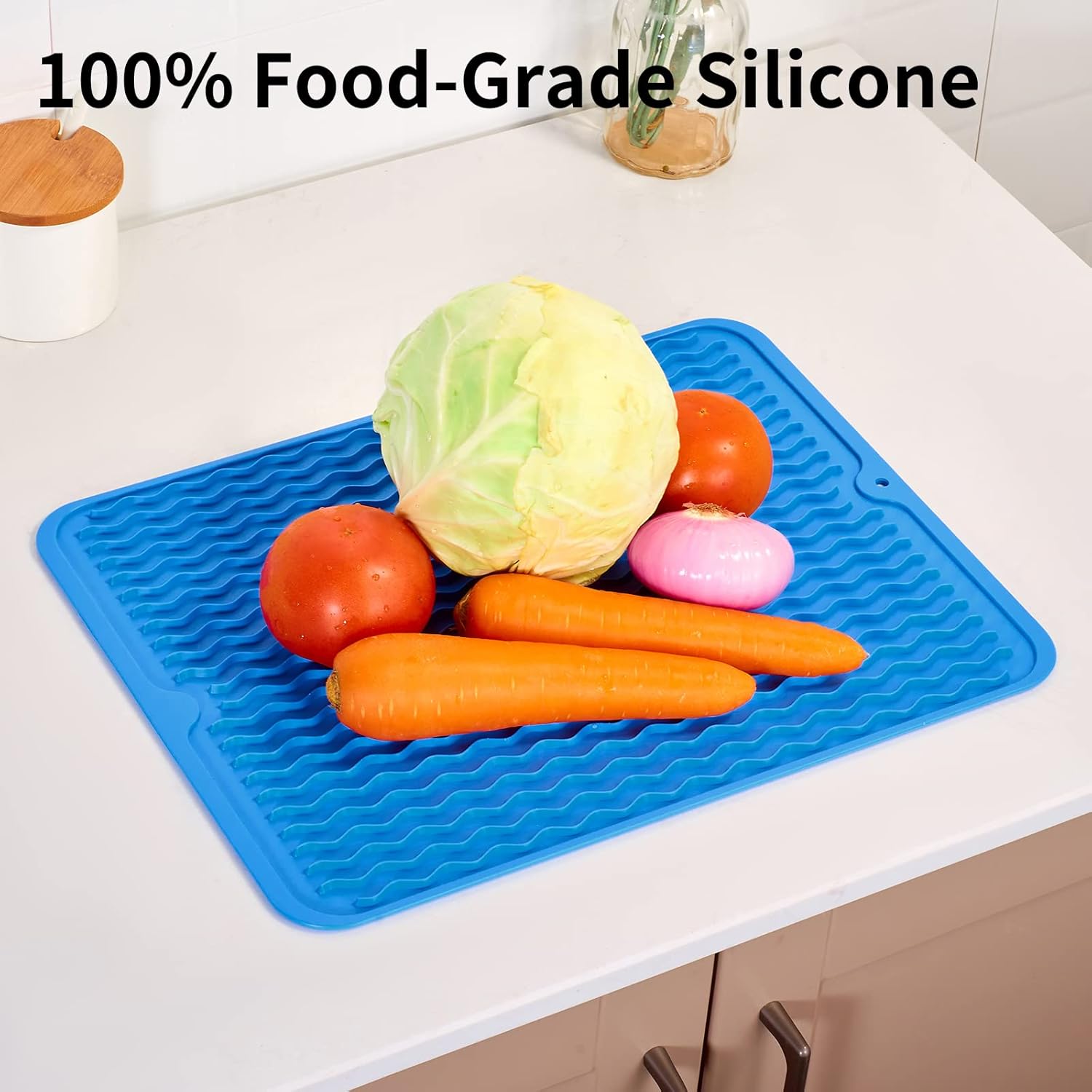 Tapete de silicona para secado de platos para encimera de cocina, grande, multiuso, ecológico, para encimera de cocina mate, fácil de limpiar,