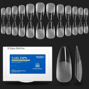 Beetles – Puntas de uñas de gel de 12 tamaños, puntas de uñas de gel suave, 504 piezas preliminadas, medio mate, almendra media, cobertura completa, Beetles – Puntas de uñas de gel de 12 tamaños, puntas de uñas de gel suave, 504 piezas preliminadas, medio mate, almendra media, cobertura completa,