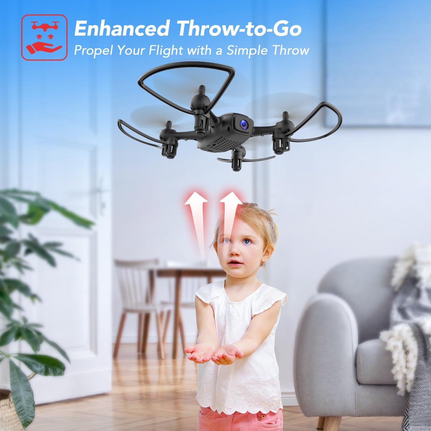 Elukiko Dron con cámara para adultos y niños, 1080P HD FPV WIFI Mini Drones, RC Quadcopter Helicóptero con 2 baterías, tiro para llevar, rotación de