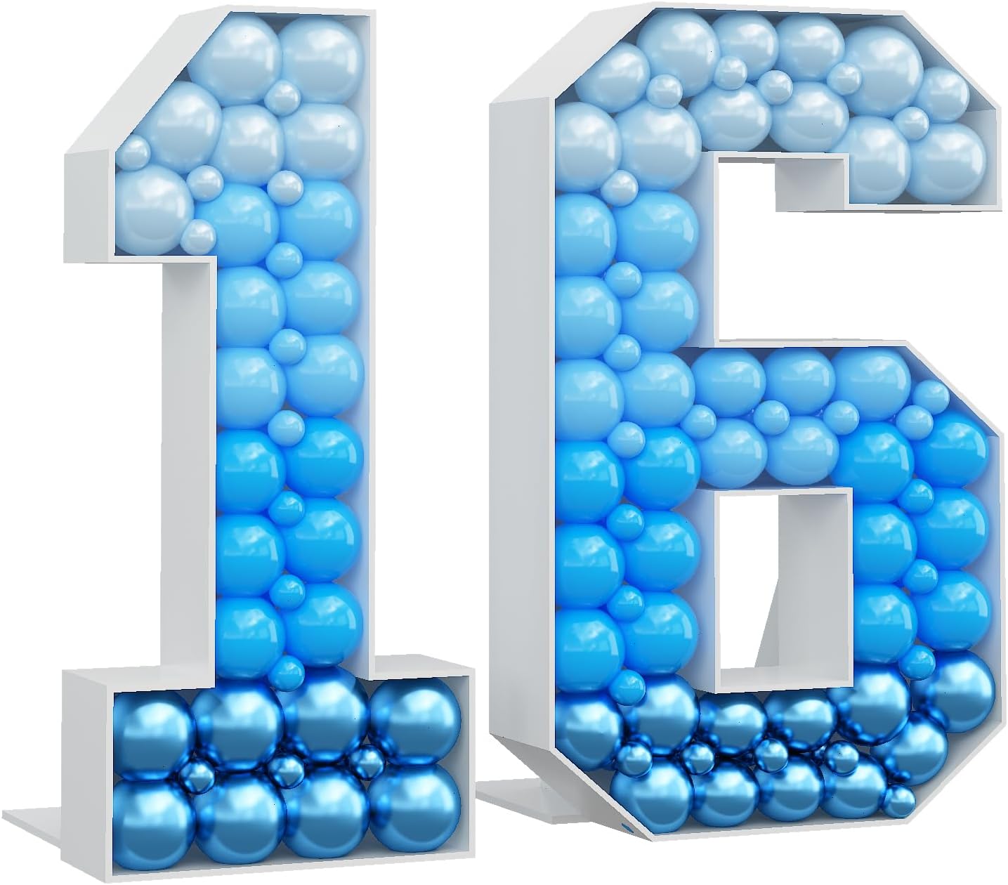 Números de mosaico para globos del número 16, marco de globos de 4 pies, números de marquesina grandes, kit de números de cartón grandes, kit de