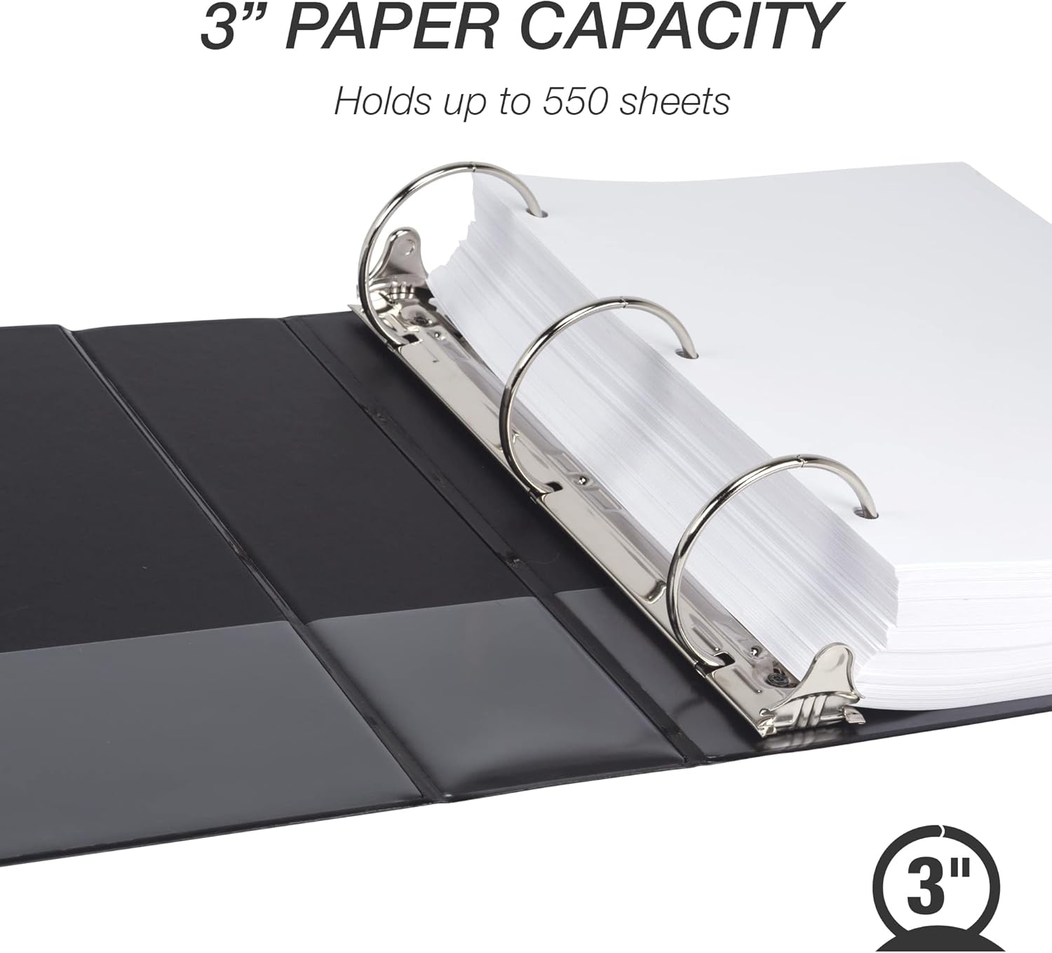 Samsill Economy – Carpeta de 3 anillos redondos de 2 pulgadas, color negro, paquete de 4 (MP48560) y carpeta económica de 3 anillos de 3 pulgadas,