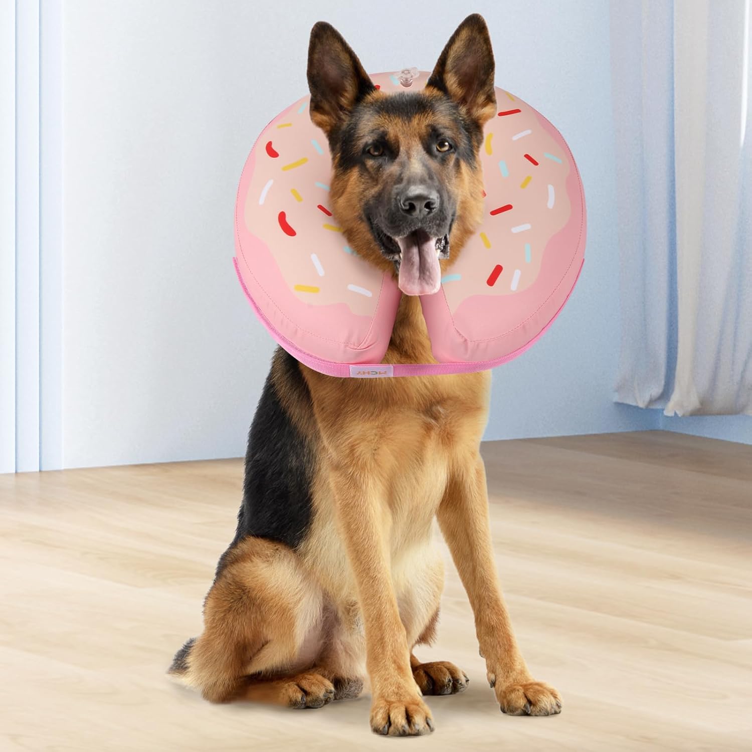 MCHY Cono inflable impermeable para perro, collar de recuperación ajustable para perros después de la cirugía, evita mordeduras y arañazos, no