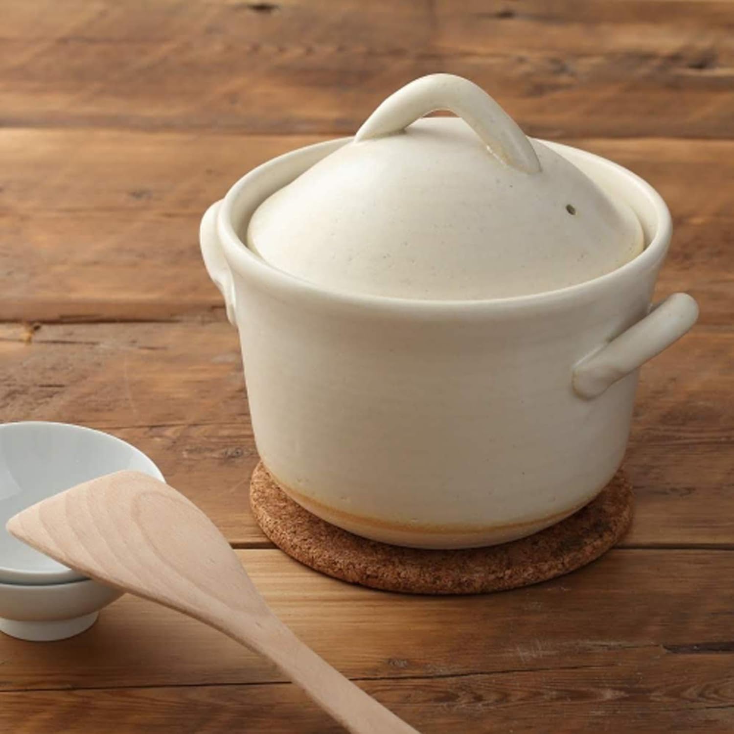 Olla japonesa Donabe Cocer de arroz, 3 Go, 2200 cc, color blanco