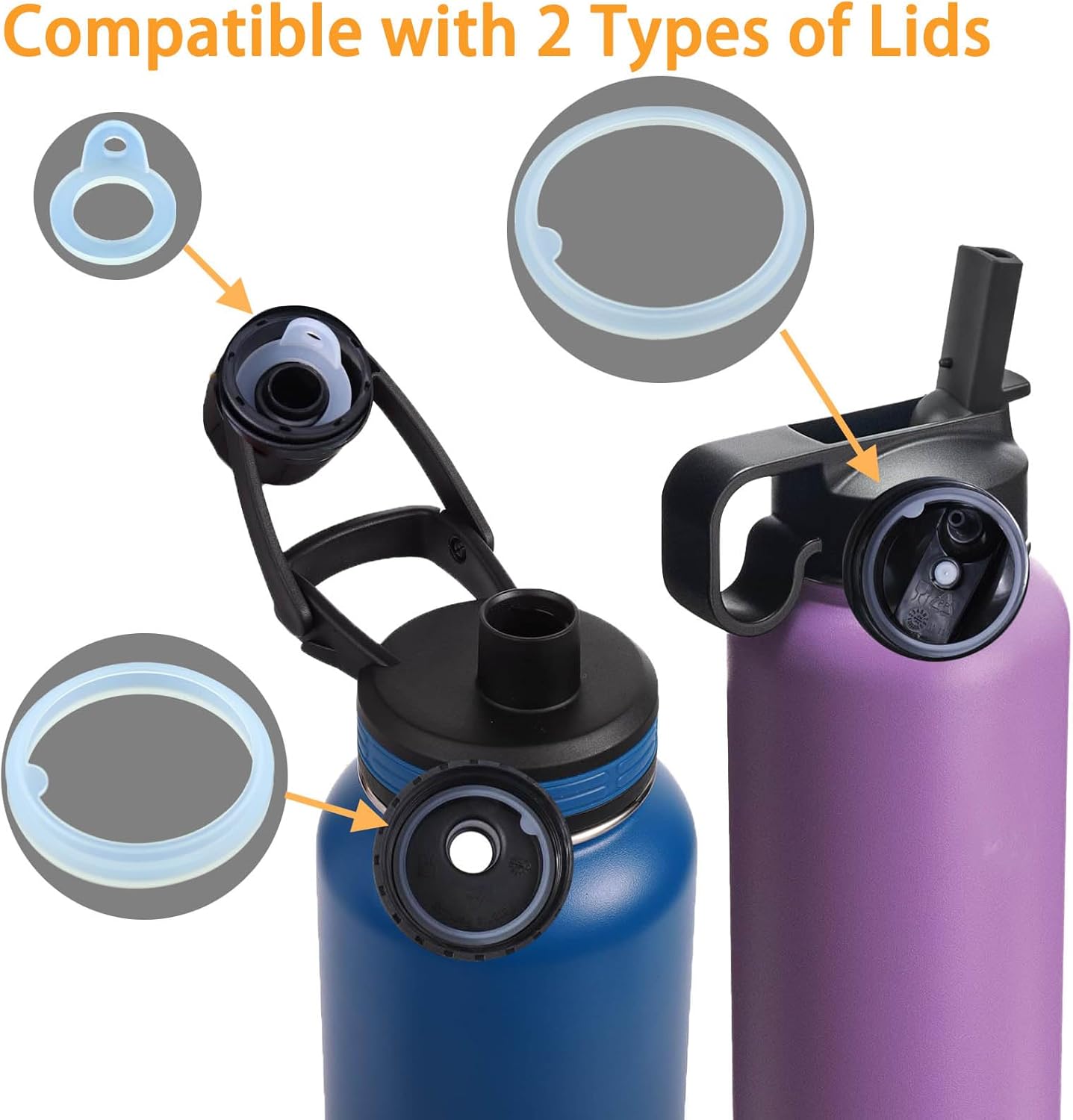 Thermoflask – Junta de botella de agua de repuesto para tapa de botella de agua aislada de acero inoxidable de 24 oz40 onzas, 3 juegos de juntas de