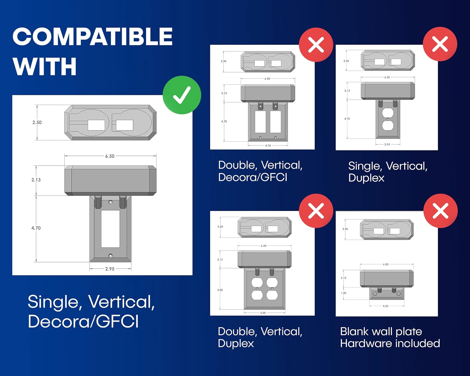 Soporte para cepillo de dientes eléctrico, montaje en pared, compatible con Oral-B, soporta 2 cargadores, se monta solo en una sola toma GFCIDecora