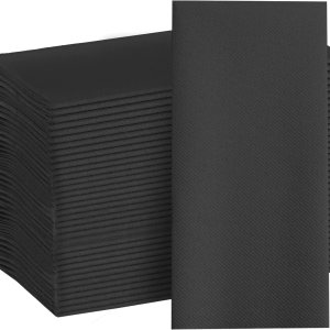 200 servilletas de papel negro con tacto de lino, servilletas decorativas de tela negra, suaves y absorbentes. Toallas de mano negras para cocina, 200 servilletas de papel negro con tacto de lino, servilletas decorativas de tela negra, suaves y absorbentes. Toallas de mano negras para cocina,