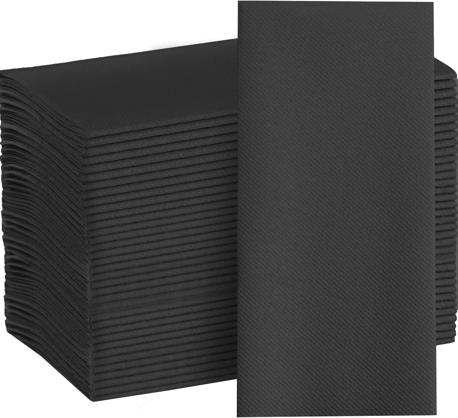 200 servilletas de papel negro con tacto de lino, servilletas decorativas de tela negra, suaves y absorbentes. Toallas de mano negras para cocina,