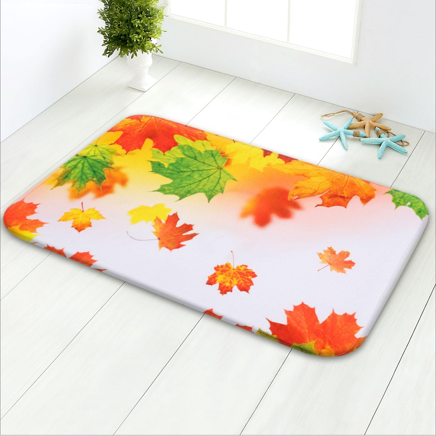 LIVILAN Alfombra de baño de otoño, alfombra de baño de otoño, gruesa y suave espuma viscoelástica antideslizante, alfombra de baño decorativa,
