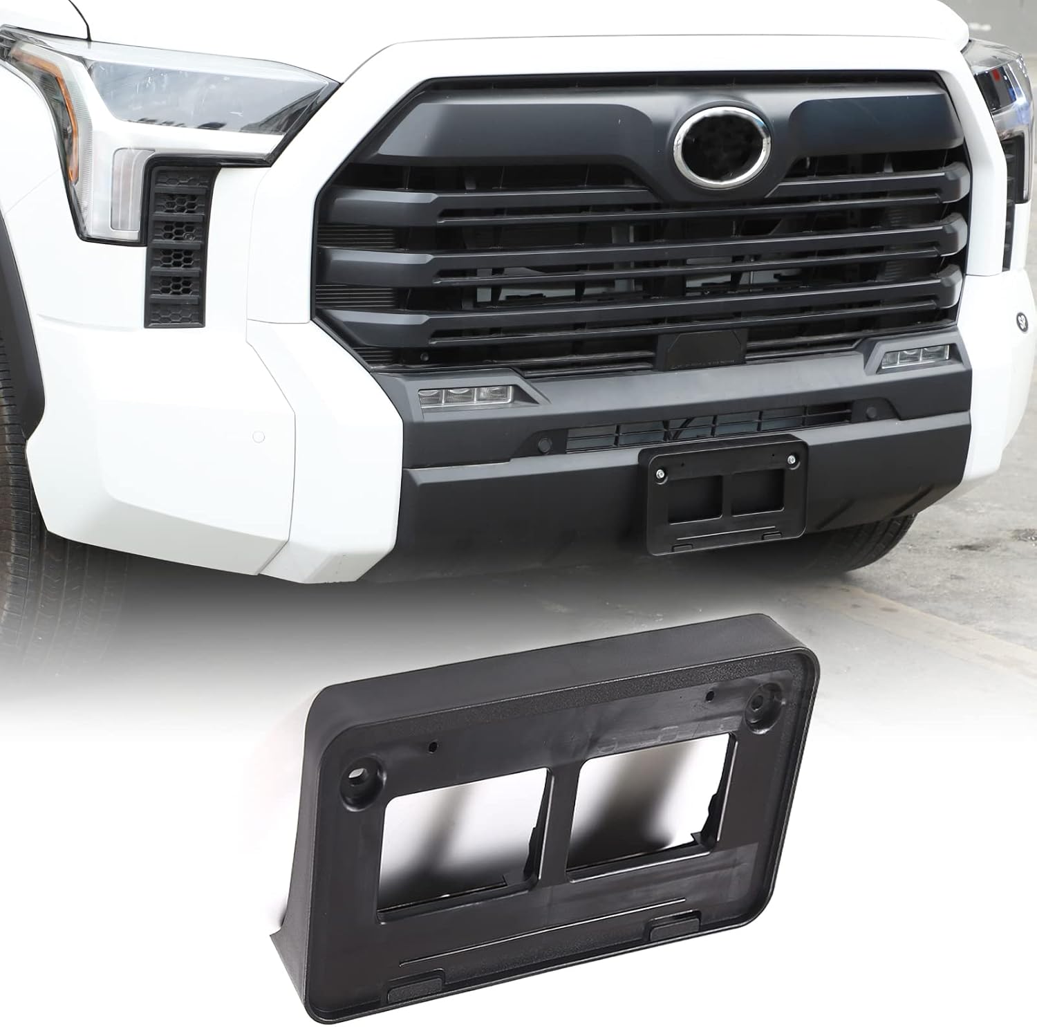 Soporte para placa de parachoques delantero compatible con Toyota Tundra 2022 2023, marco de etiqueta ABS, adaptador de montaje para parachoques