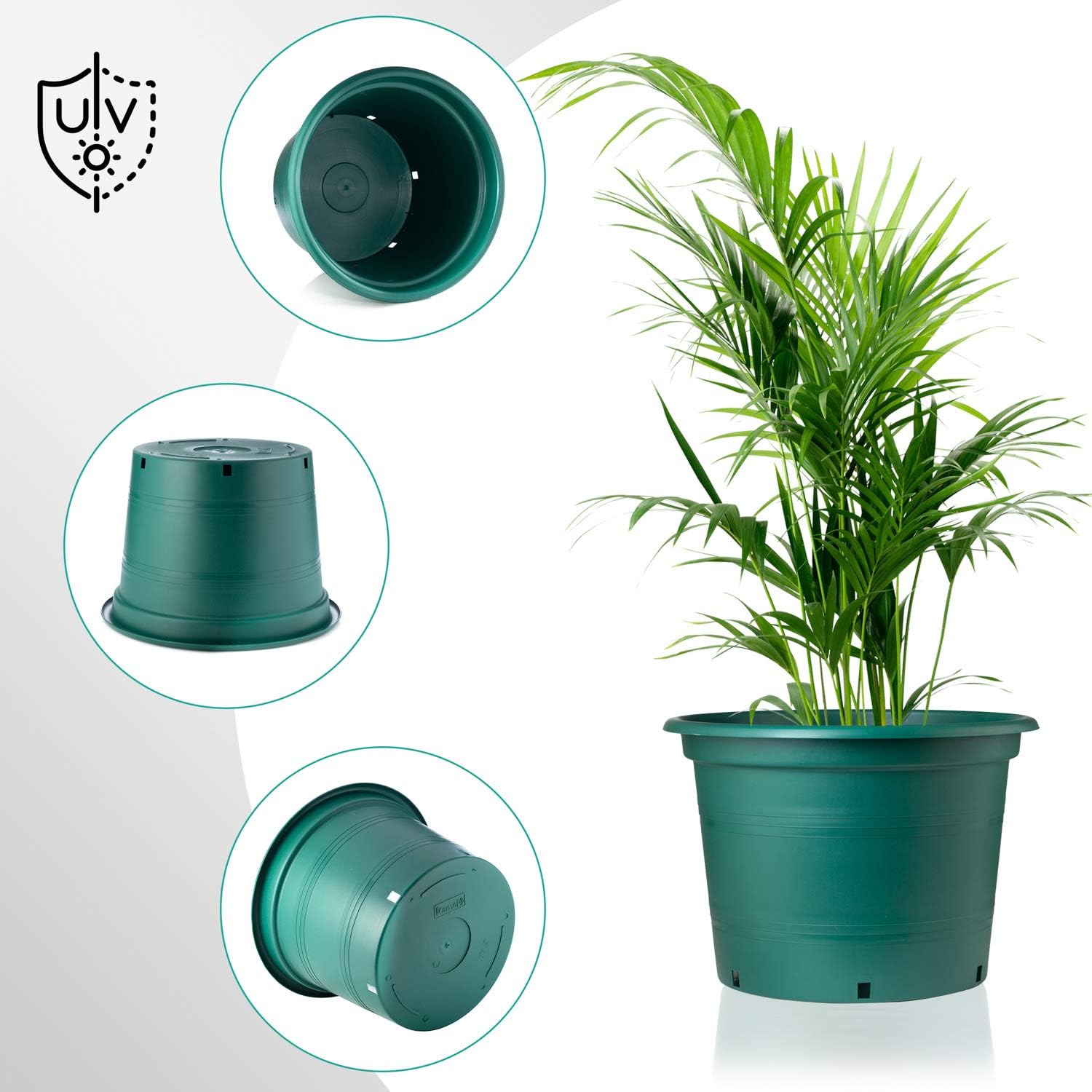 KameL – Macetas de 5 galones para plantas – 5 macetas de vivero de 5 galones – Macetas de plástico grandes altamente duraderas y resistentes –