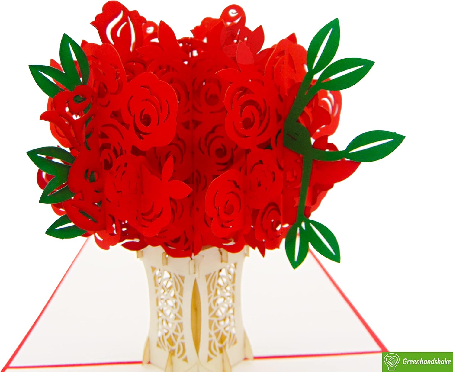 Arreglo de rosas con jarrón, tarjeta desplegable, tarjetas de felicitación emergentes 3D, para cumpleaños, día de San Valentín, día de la madre,