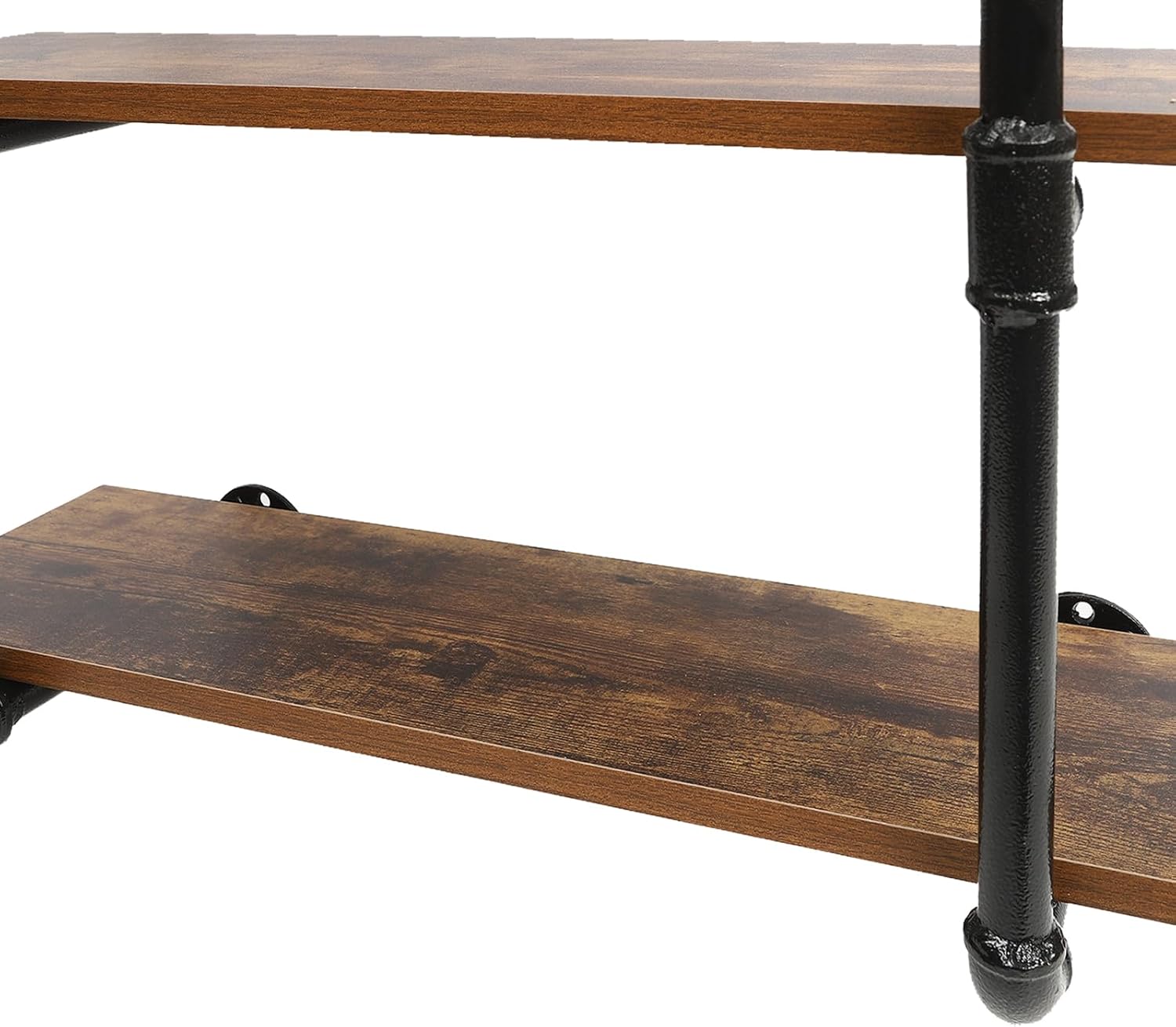 EurHomePlus Estantes flotantes de metal de 4 niveles para montar en la pared, estantería abierta, estantes de madera real Steampunk, estante de