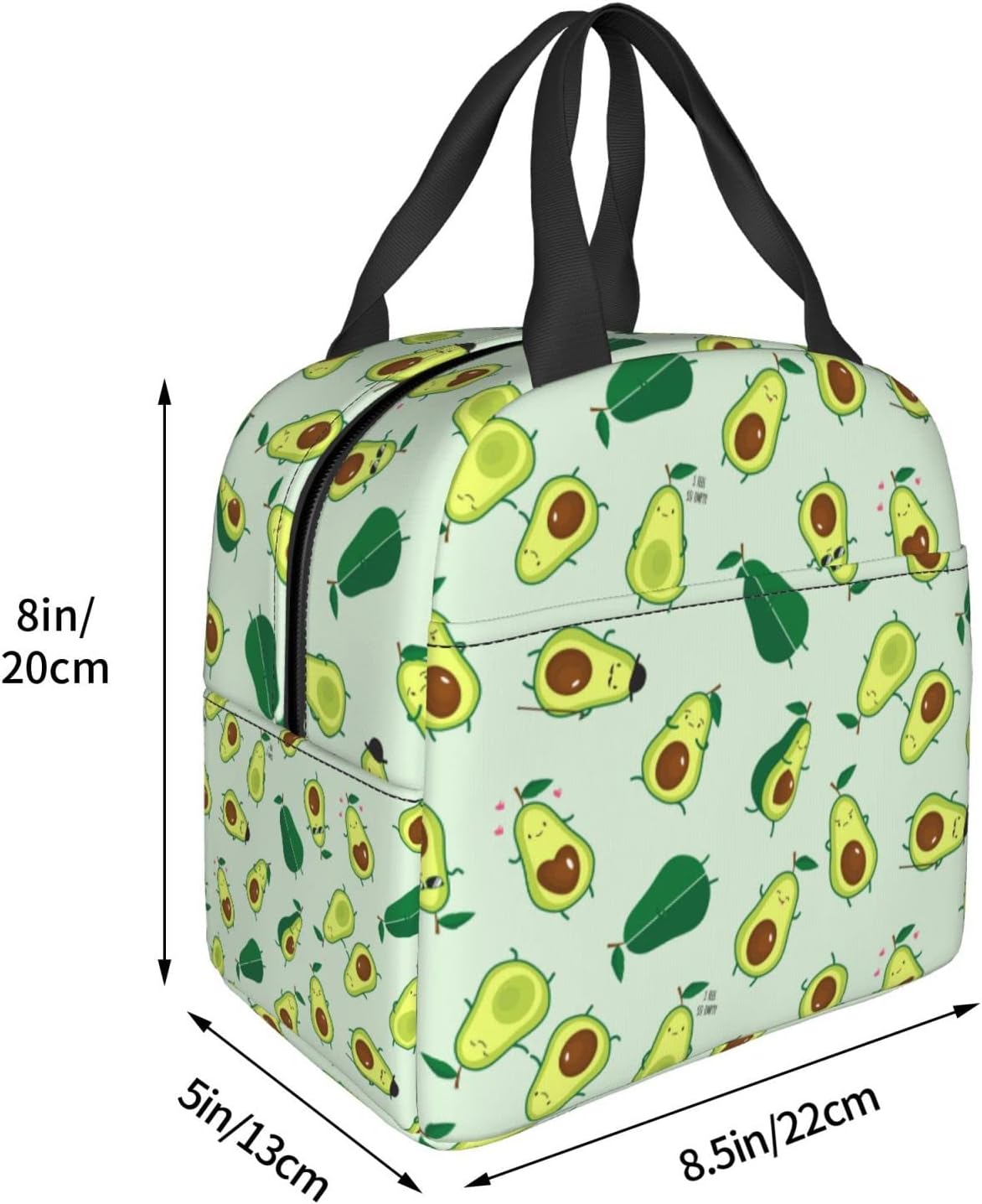 Linda bolsa de almuerzo de frutas divertidas con aguacate, lonchera aislada, reutilizable, impermeable, portátil, bolsa de almuerzo para mujeres,