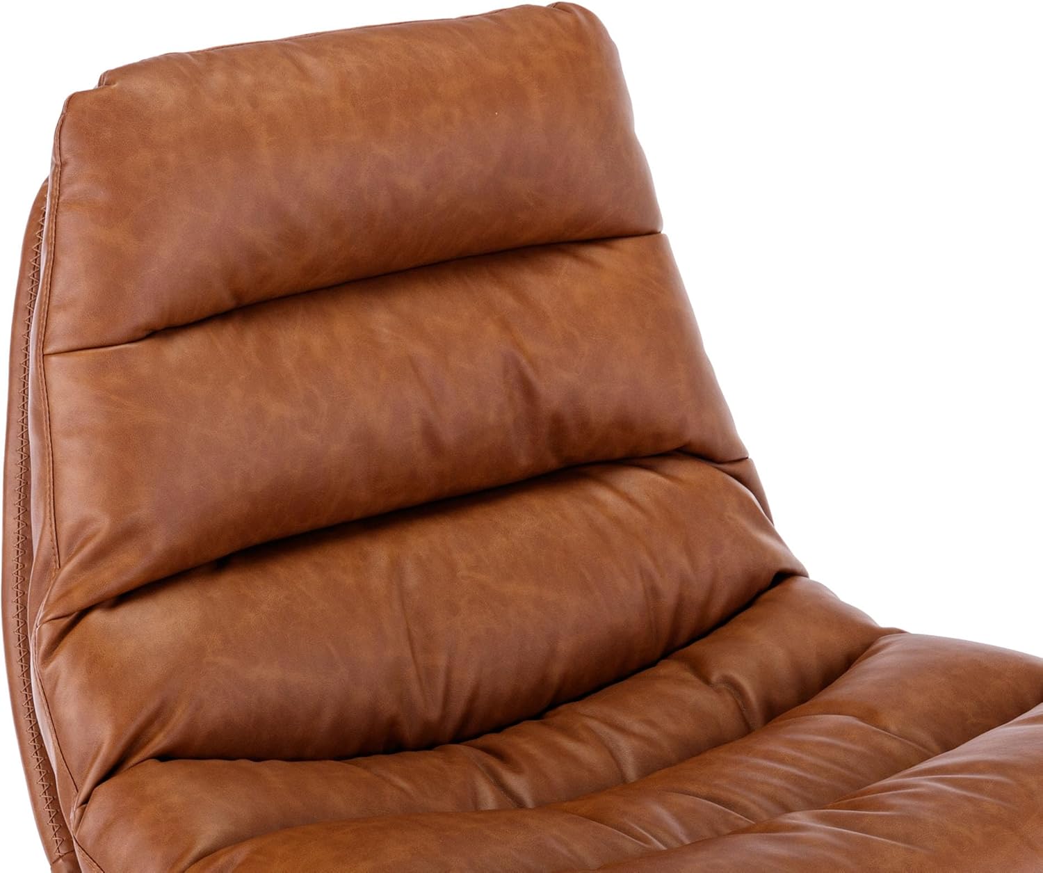 VESCASA Silla decorativa giratoria tapizada con otomana, silla de lectura Leathaire con reposapiés, cómodo juego de sillas de descanso con taburete
