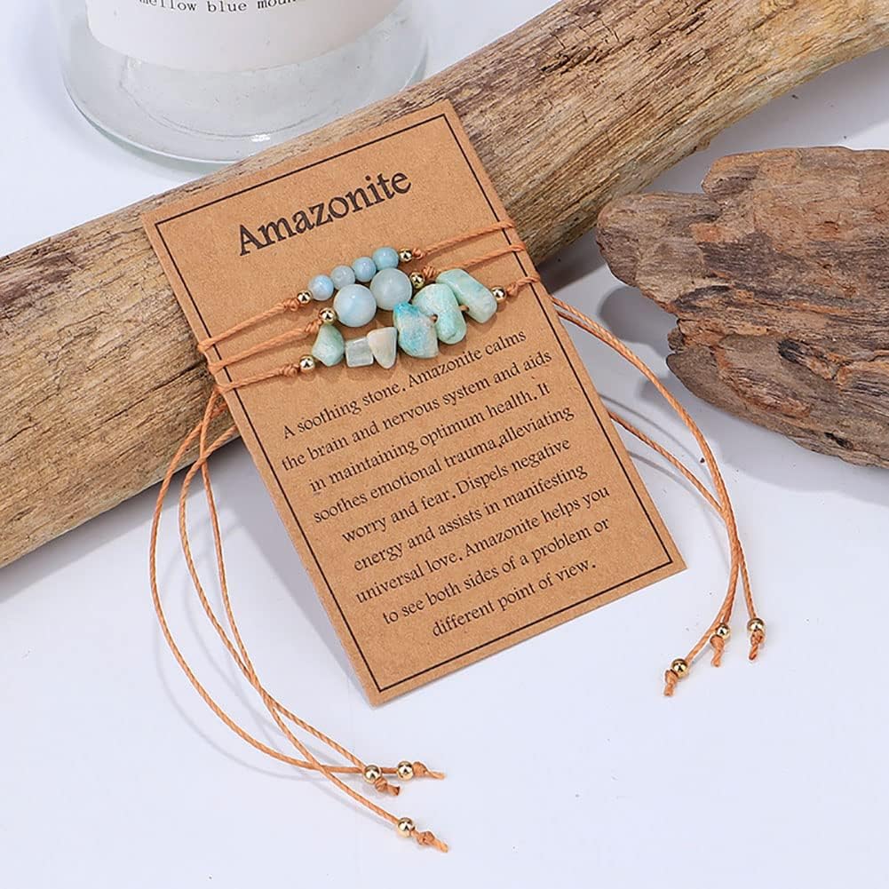 Ronglry 3 pulseras de piedra natural para mujeres y hombres, pulseras de cuentas de cristal curativo, amatista espiritual, cuarzo rosa, chakras,
