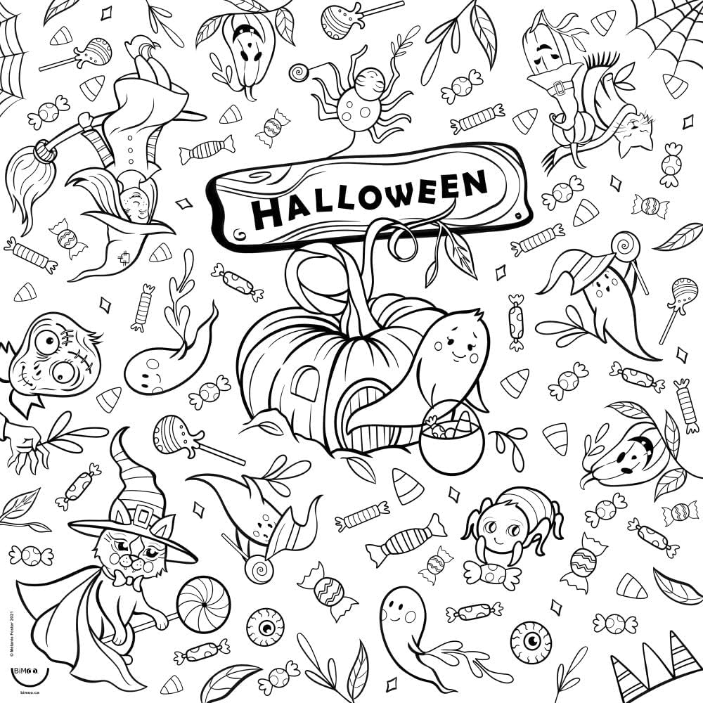 Mantel para colorear de Halloween para niños, tela para colorear lavable y reutilizable, ideal para fiesta de Halloween, actividad para colorear