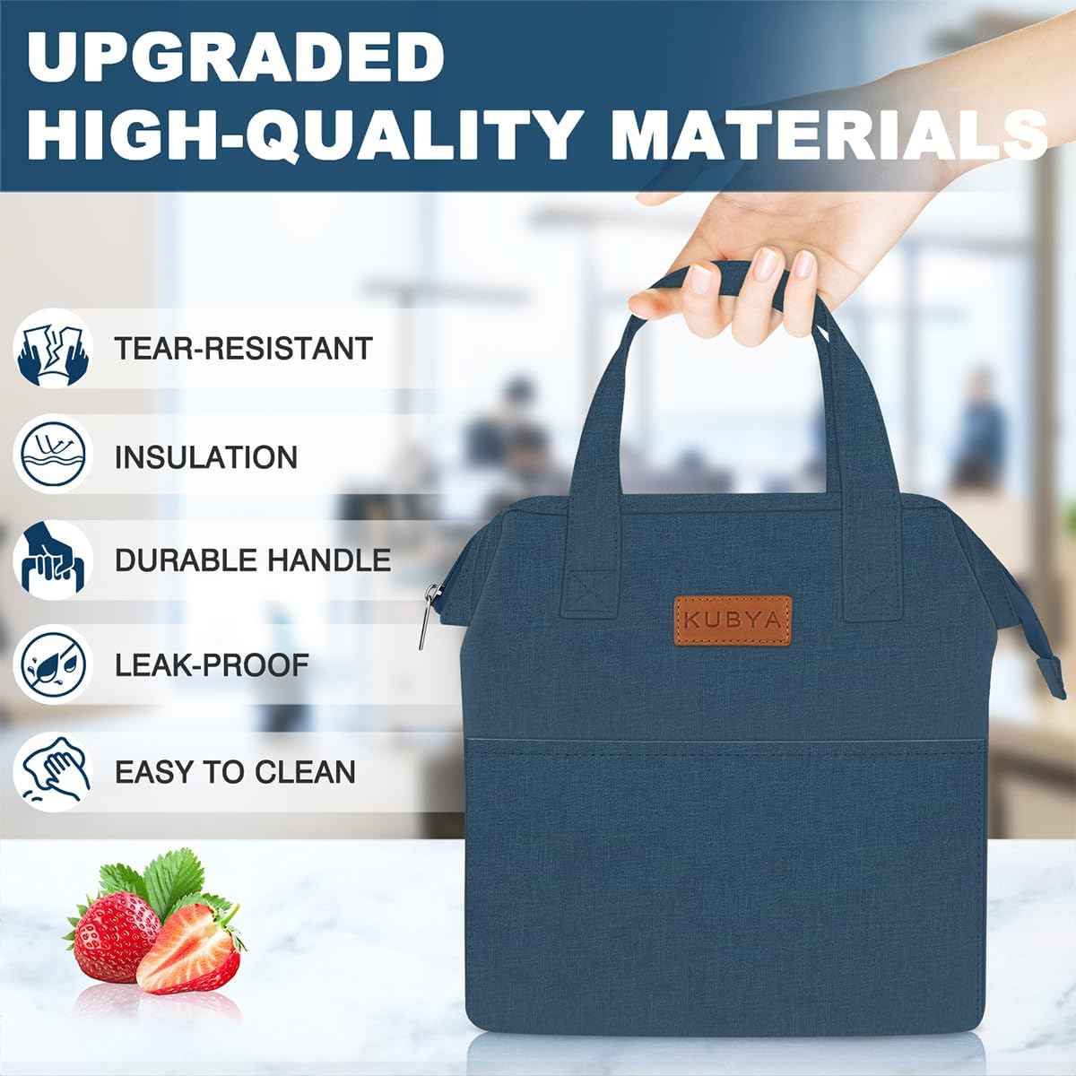 Lonchera simple para mujeres y hombres, bolsa de almuerzo aislada y 1 bolsa de almacenamiento, bolsa de almuerzo simple reutilizable para el
