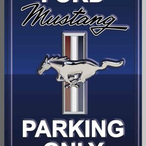 Hangtime Letrero de estacionamiento solo para Ford Mustang (aluminio, azul Kona) Hangtime Letrero de estacionamiento solo para Ford Mustang (aluminio, azul Kona)