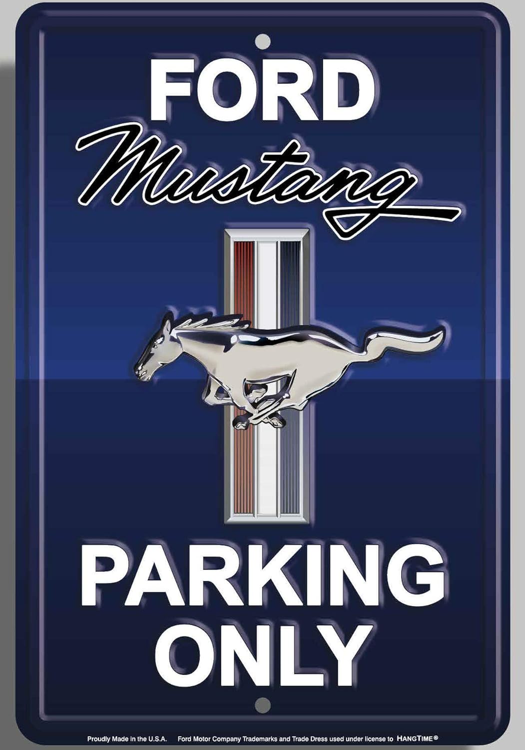 Hangtime Letrero de estacionamiento solo para Ford Mustang (aluminio, azul Kona)