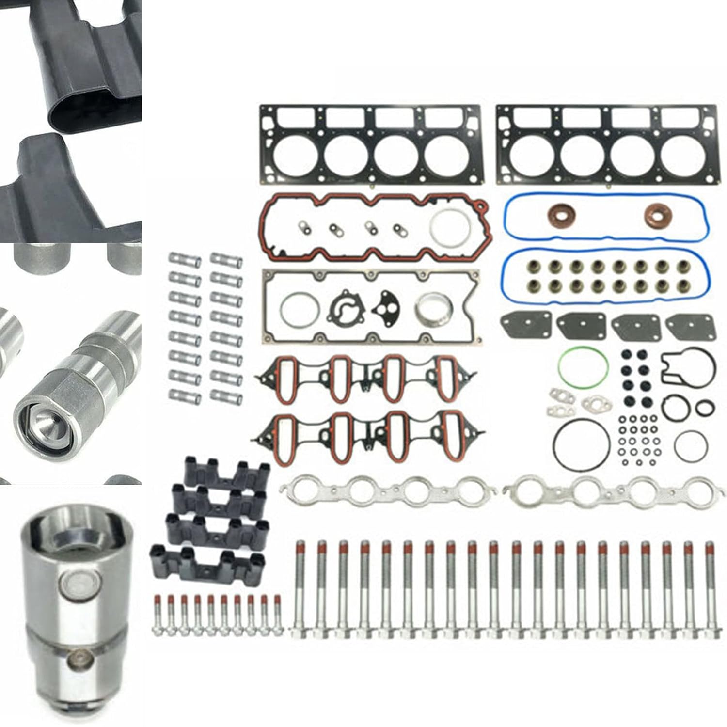 Fetcoi Kit de repuesto para elevador, juego de juntas de cabeza de elevador, pernos de cabeza elevadores, guías, para GM 5.3 AFM
